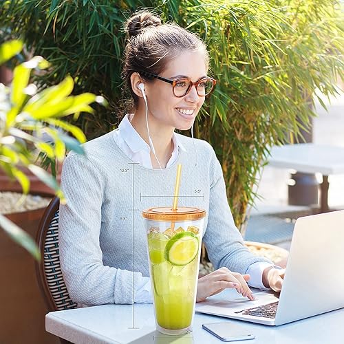 Miniatura 10 de Vasos acrílicos de 32 onzas con tapa y popotes, vaso de plástico transparente de doble pared, vasos aislados reutilizables, perfectos para fiestas,