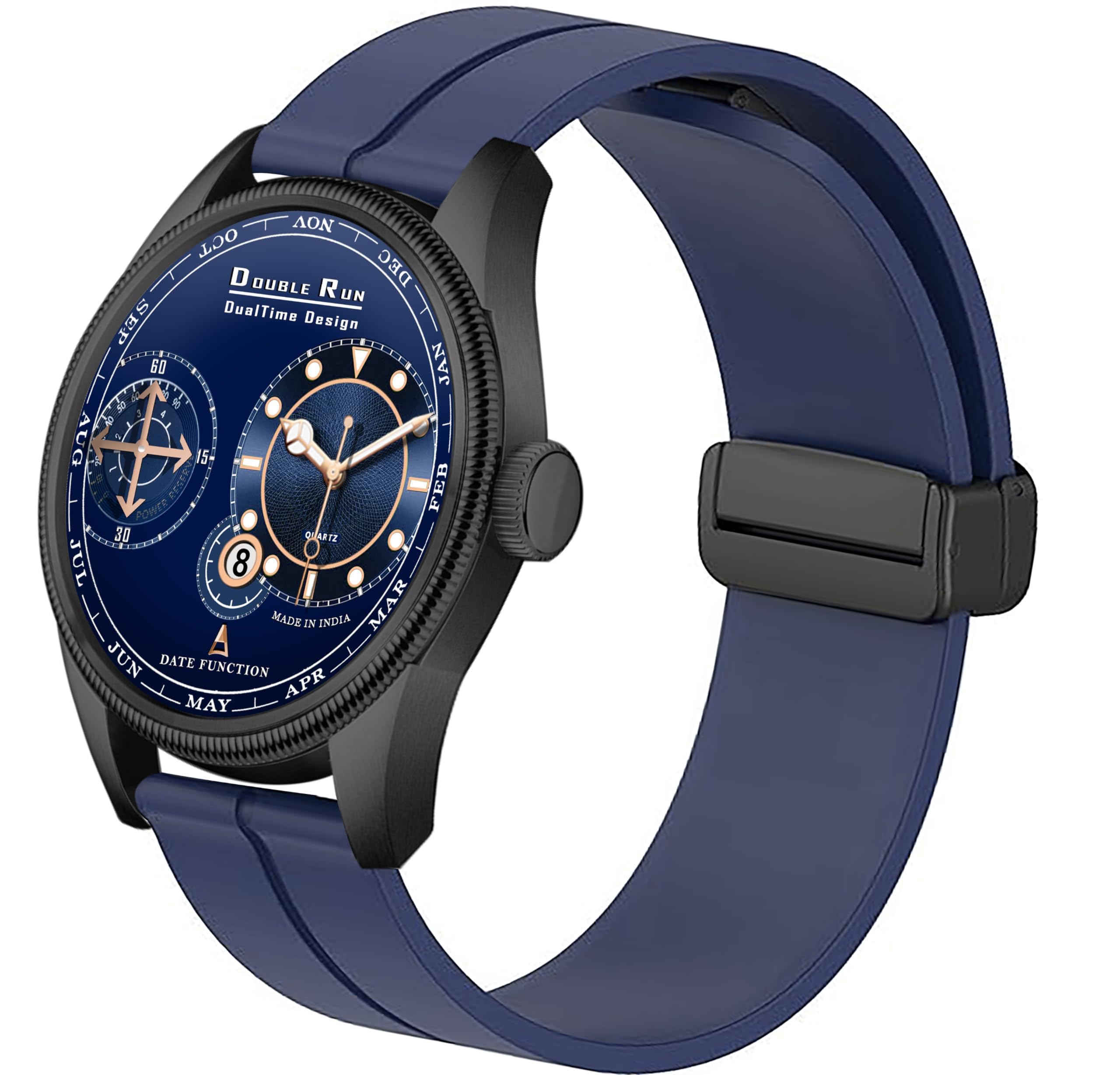 DOUBLERUN Chonograph Date Display Radium Dial Analoge Silicone Magnetic Belt Watch for Men, Series B-180-00 (B0DH2Q392R) Amazon Price History, Amazon Price Tracker
