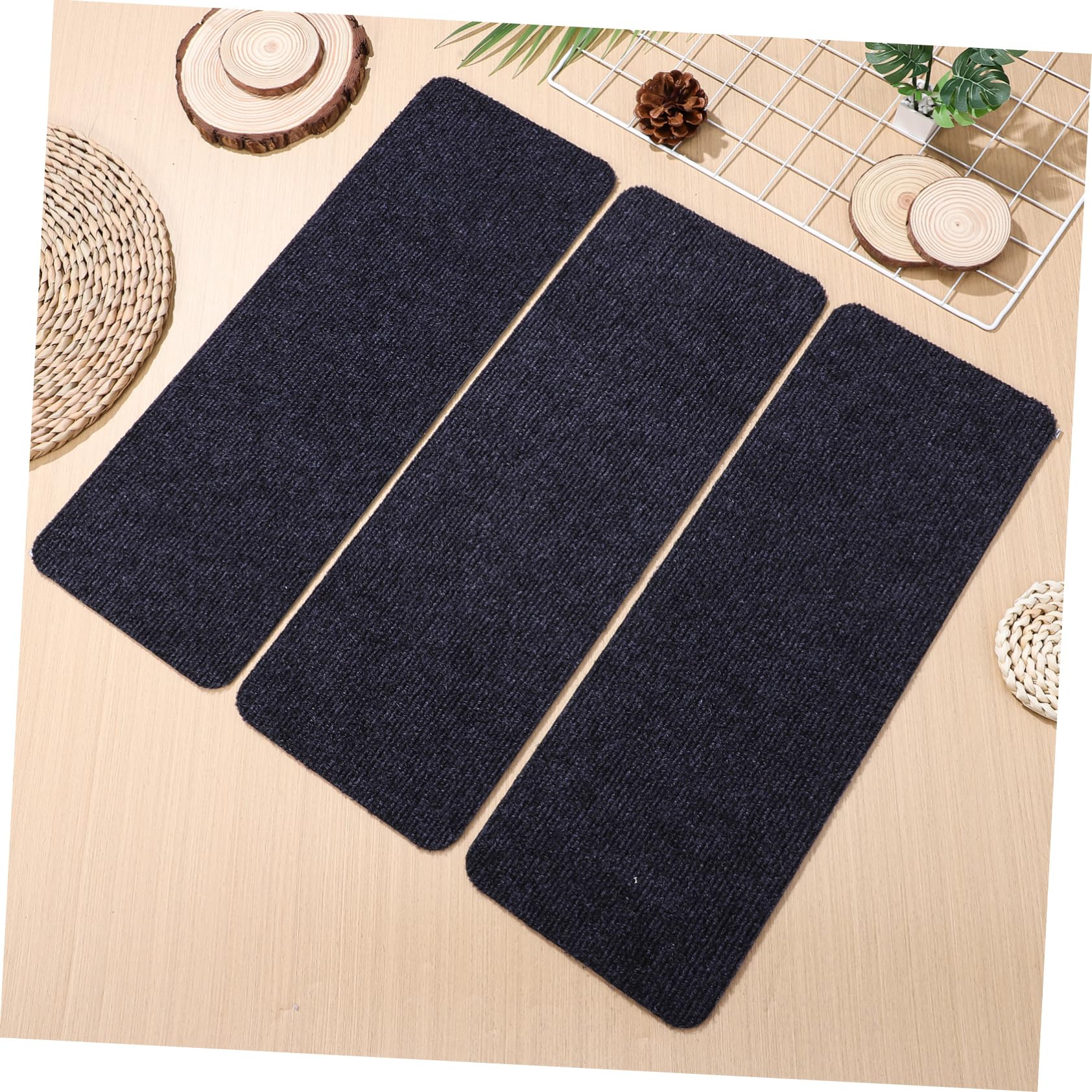 Tapis Adhésif 15 Pièces pour Escaliers en Polyester 55x20cm
