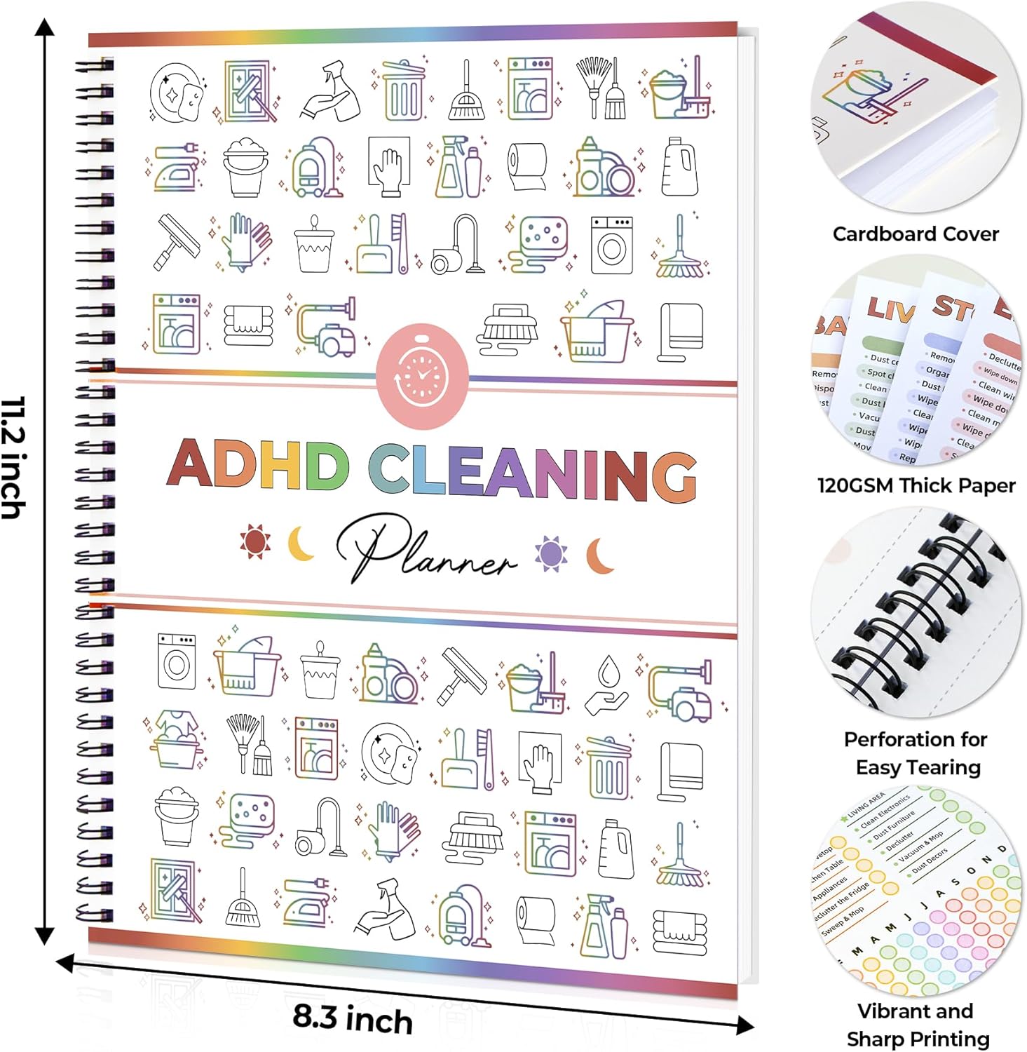 Adhd Cleaning Planner - Reusable Adhd Cleaning and Organizing Planners Adhd Cleaning Planners for Adults Women Tidy Minds ADHD Planner Bundle Cleaning Schedule and Checklist Daily Weekly Monthly 2026 - Image 6