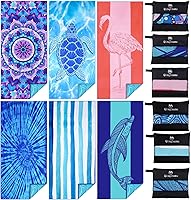 Vista 26 de Paquete de 2 toallas de playa de microfibra fina y ligera de gran tamaño, 71 x 32 pulgadas, extra grandes, sin arena, para viajes, natación