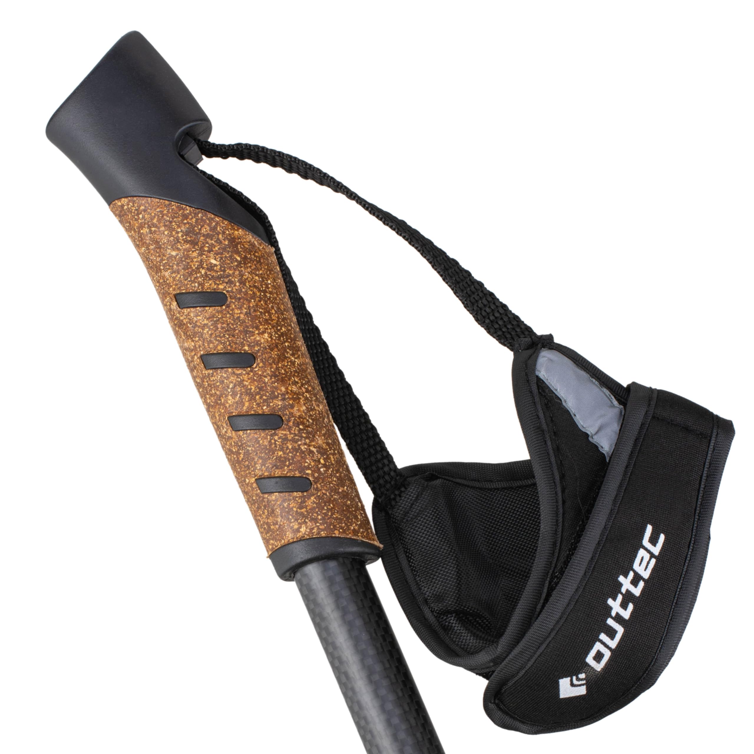 Bâtons de randonnée en Carbone Ultra légers, Réglables Bâtons de Marche Nordique 70-135 cm avec Bouchon en Caoutchouc, Bâton de Trekking Monobloc avec Tampon en Caoutchouc pour Homme et Femme