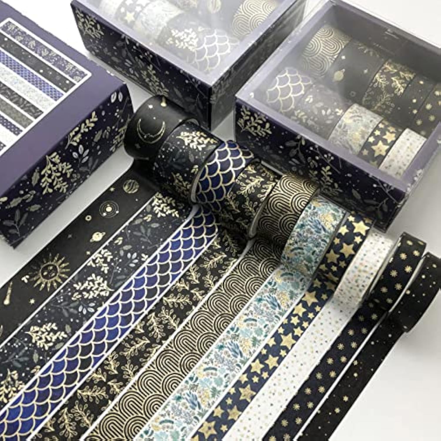 Lakeer 10 Rolls Washi Tape Set Golden Foil Decorative Japanese Masking Paper Tape for Scrapbooking, Planners, Card/Gift Wrapping, DIY Decor and Craft Supplies (Dark Blue) (B09XT2KXLL) Amazon Price History, Amazon Price Tracker