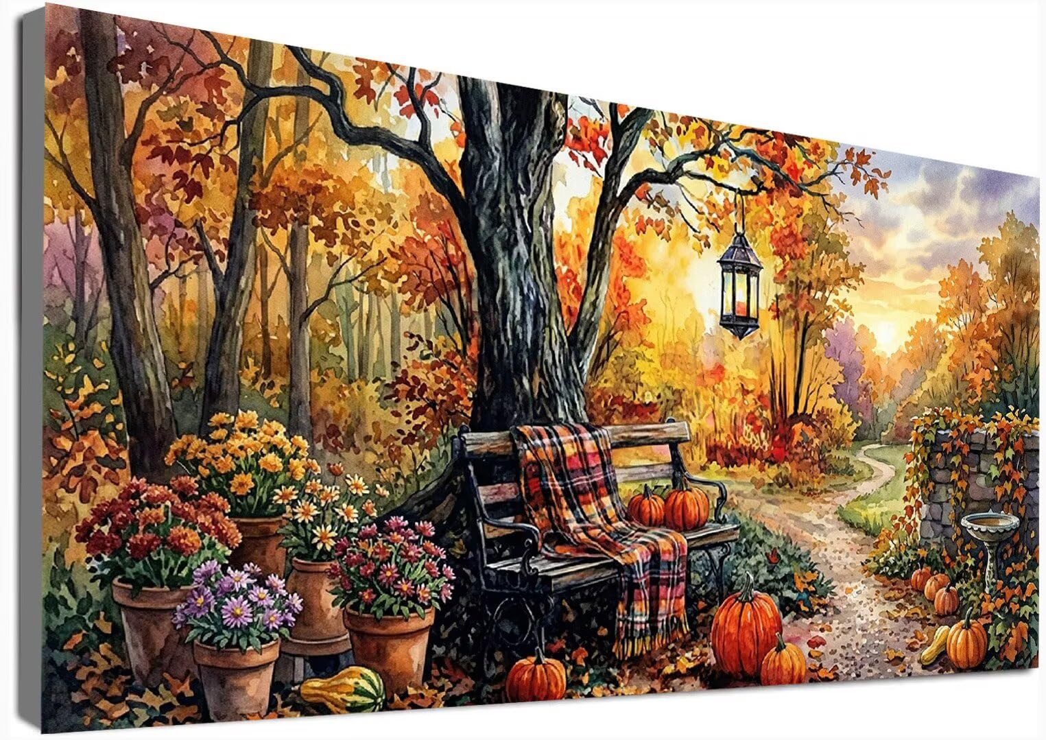 Herbst Diamond Painting Erwachsene XXL 50x100cm Diamant Painting Bilder Landschaft, 5D Vollbohrer Diamond Art Basteln Set Kinder Mädchen, DIY Stickerei Malerei Kristall Strass für Zuhause Deko C6-146