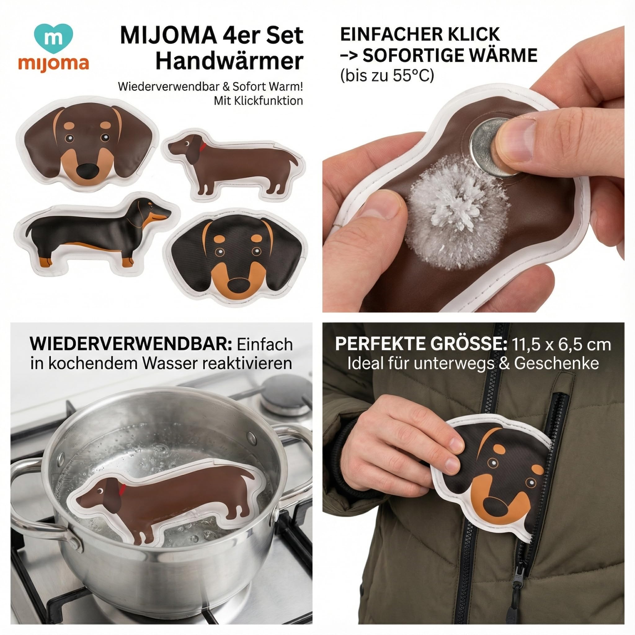 MIJOMA Mijoma Reusable Hand Warmer - Scaldamani Riutilizzabile Unisex Adulto