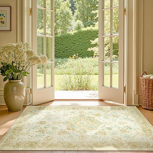 Vista 37 de jinchan Alfombra de pasillo lavable de 2 x 10 pulgadas, estilo vintage, envejecida, para interiores, delgada, tradicional, con estampado floral