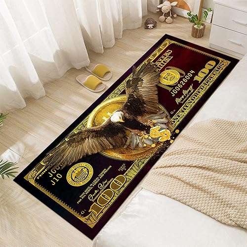 Miniatura 4 de Alfombra fresca de águila calva, color rojo oscuro y dorado, alfombra de 100 dólares, alfombra de pasillo para lavandería, cocina, alfombras de