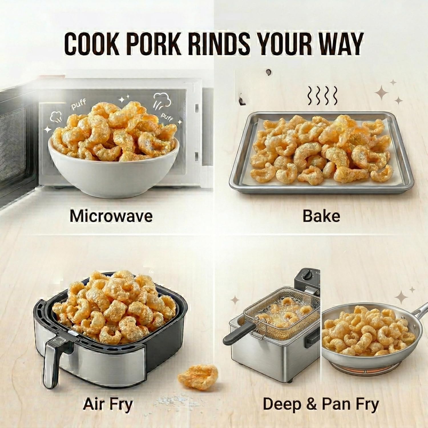 Microwave Pork Rinds Pellets 2.5 lbs, Pork Rinds Microwavable Pork Skins, Bulk Chicharrones Keto Snacks - Bulk Original Plain Chicharon, Carnivore Diet Snacks - Prepare Baked, Fried or Air Fried