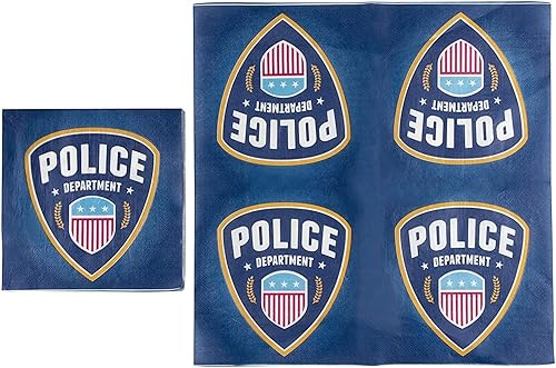 Miniatura 6 de Juvale Decoraciones de fiesta de cumpleaños con temática de policía, juego de 144 piezas, color azul, suministros para fiestas de policía con platos