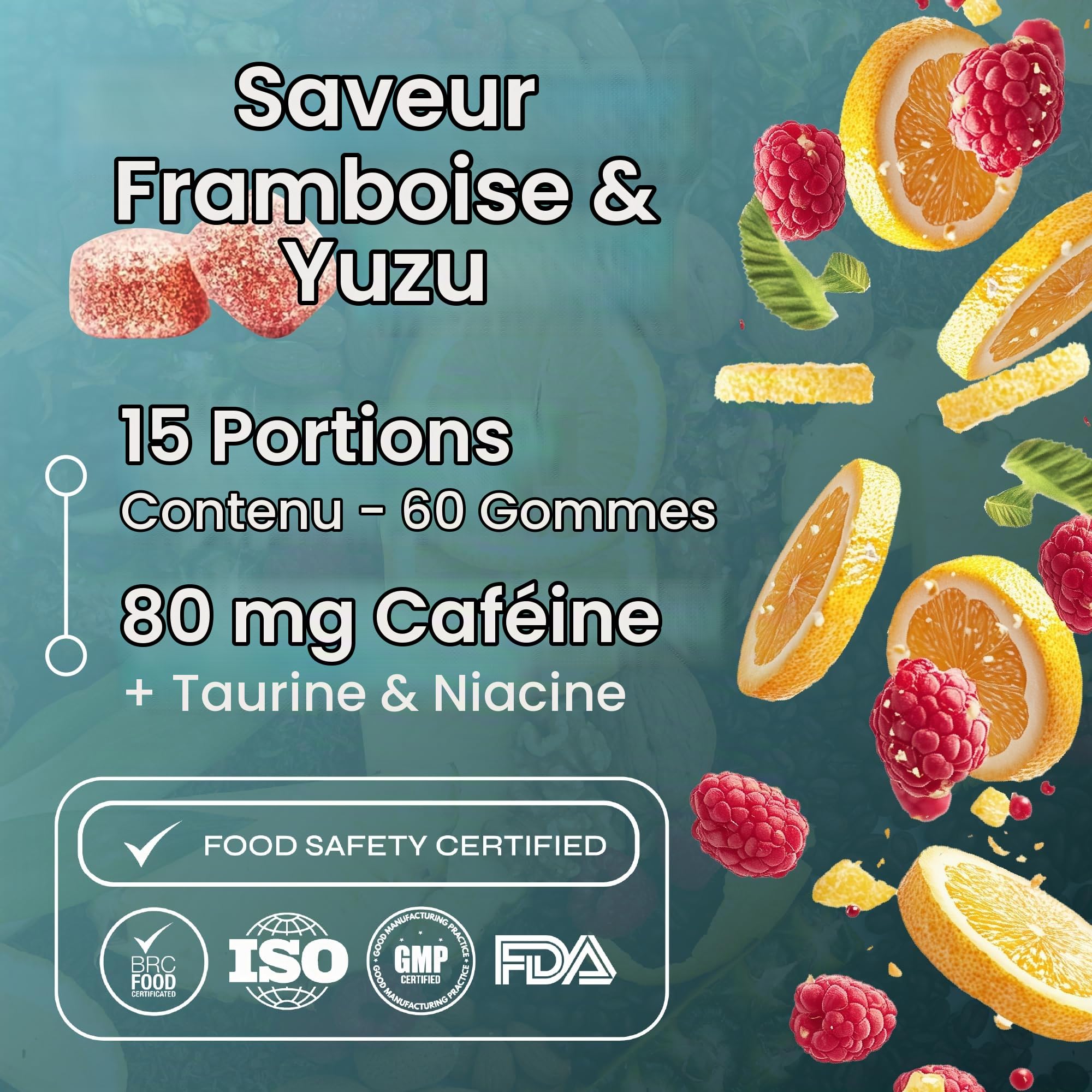 Known Pré-Entraînement Gummies – Saveur Framboise & Yuzu – Complément Gommes Végan – Caféine, Taurine, Citrulline, Alanine, Vitamines D3, B3, B6, C – Énergie, Concentration & Endurance – 15 Portions