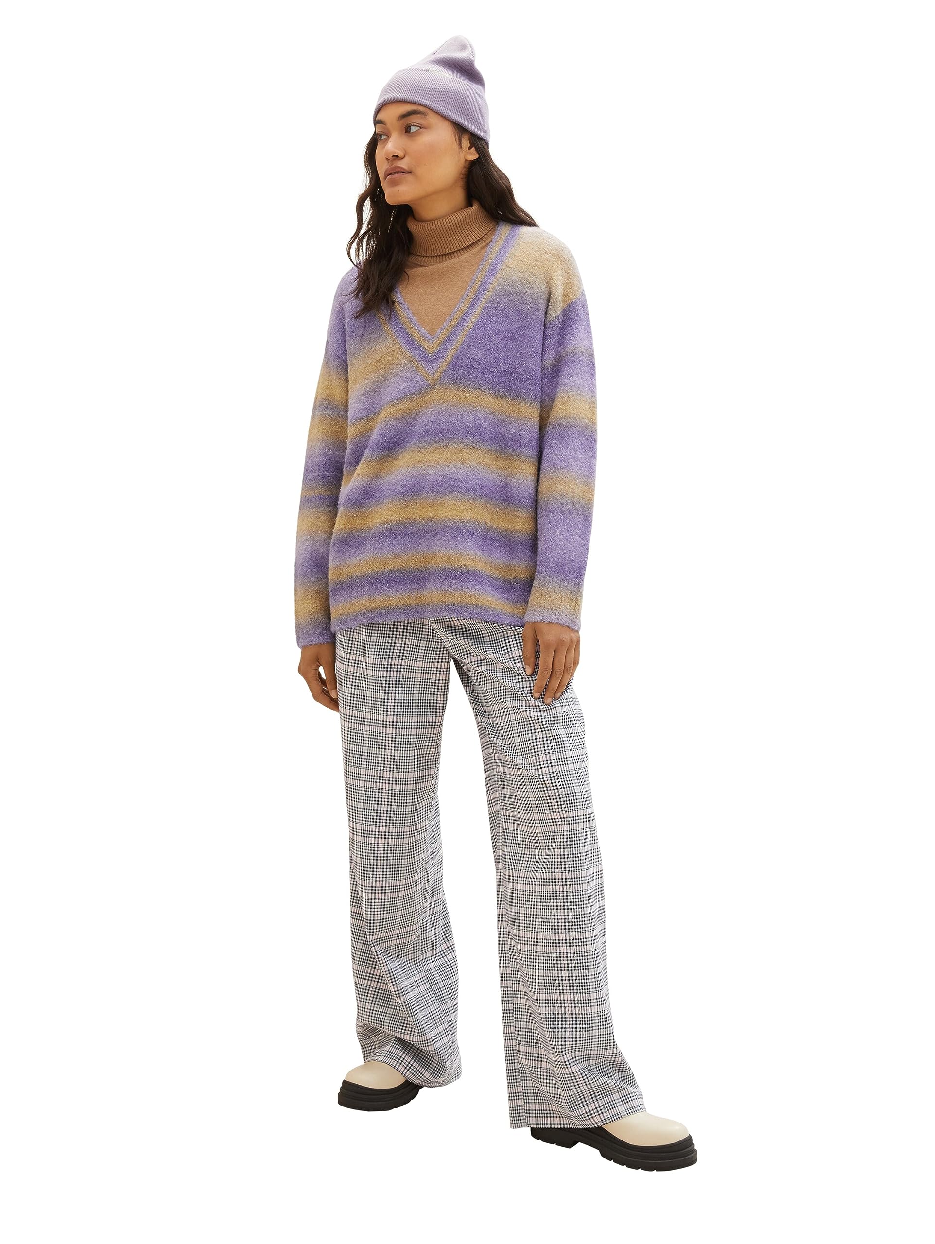 TOM TAILOR Denim Damen 1038163 Strickpullover mit Batik-Streifen (1er Pack)