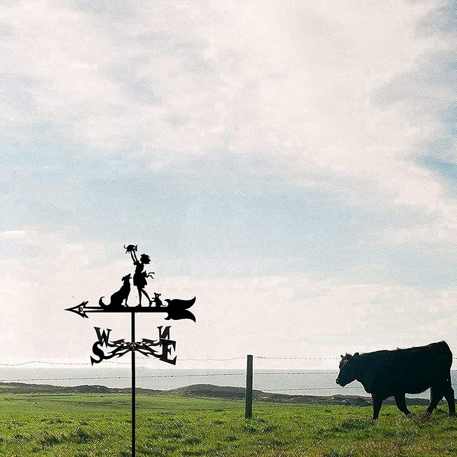 Craft Wind Vane Weathervane with Animal Silhouette Ornament Roof Mount Weather Vane Wind Vane Weathercock Measuring Tool Farm Scene Garden Stake Art (Deer) (Fairies) image 4