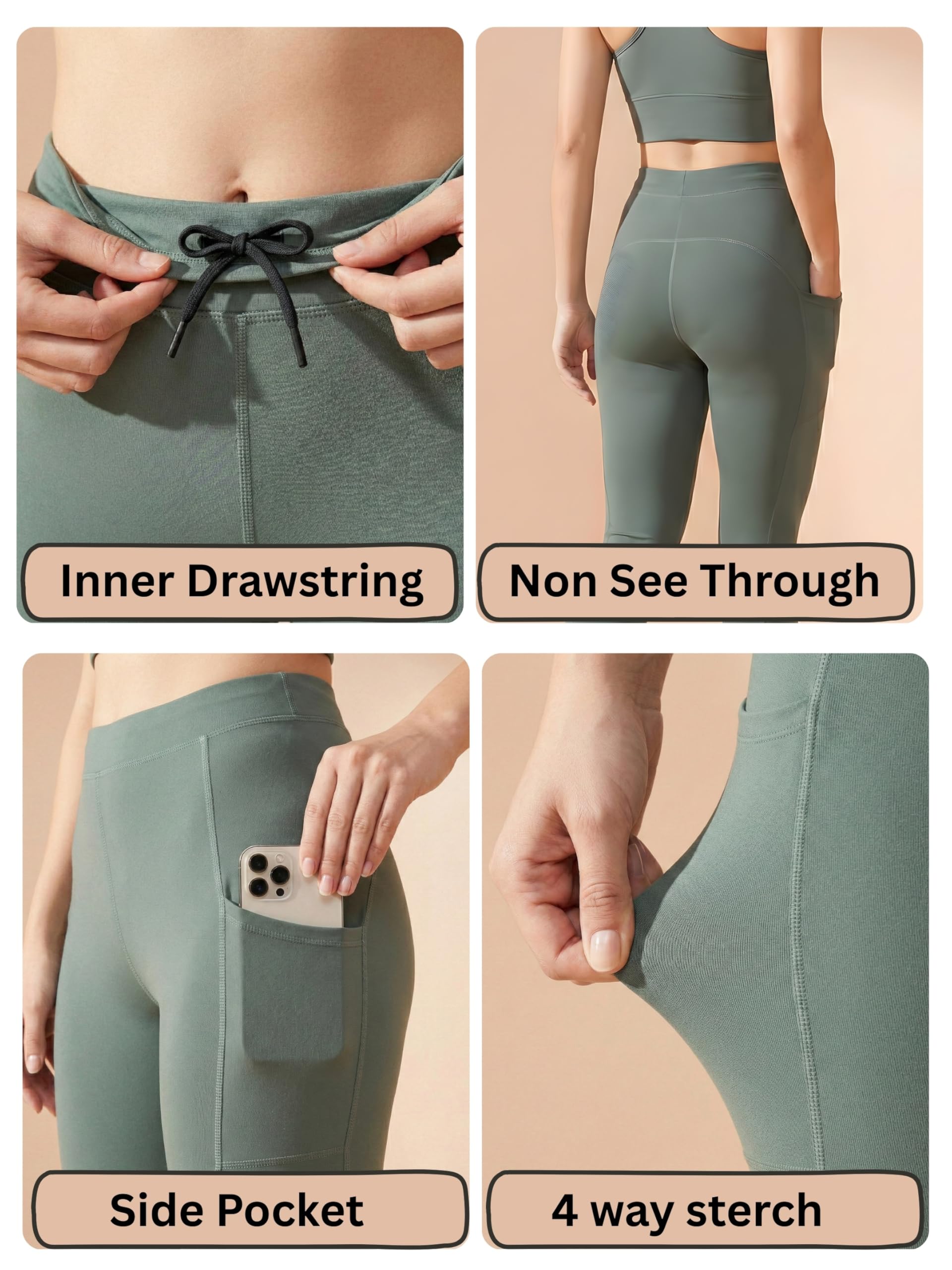 BLINKIN Pantalones de gimnasio 3/4 para mujer, entrenamiento, capri para mujer con bolsillos laterales, mallas capri para mujer, pantalones de yoga para mujer (015)