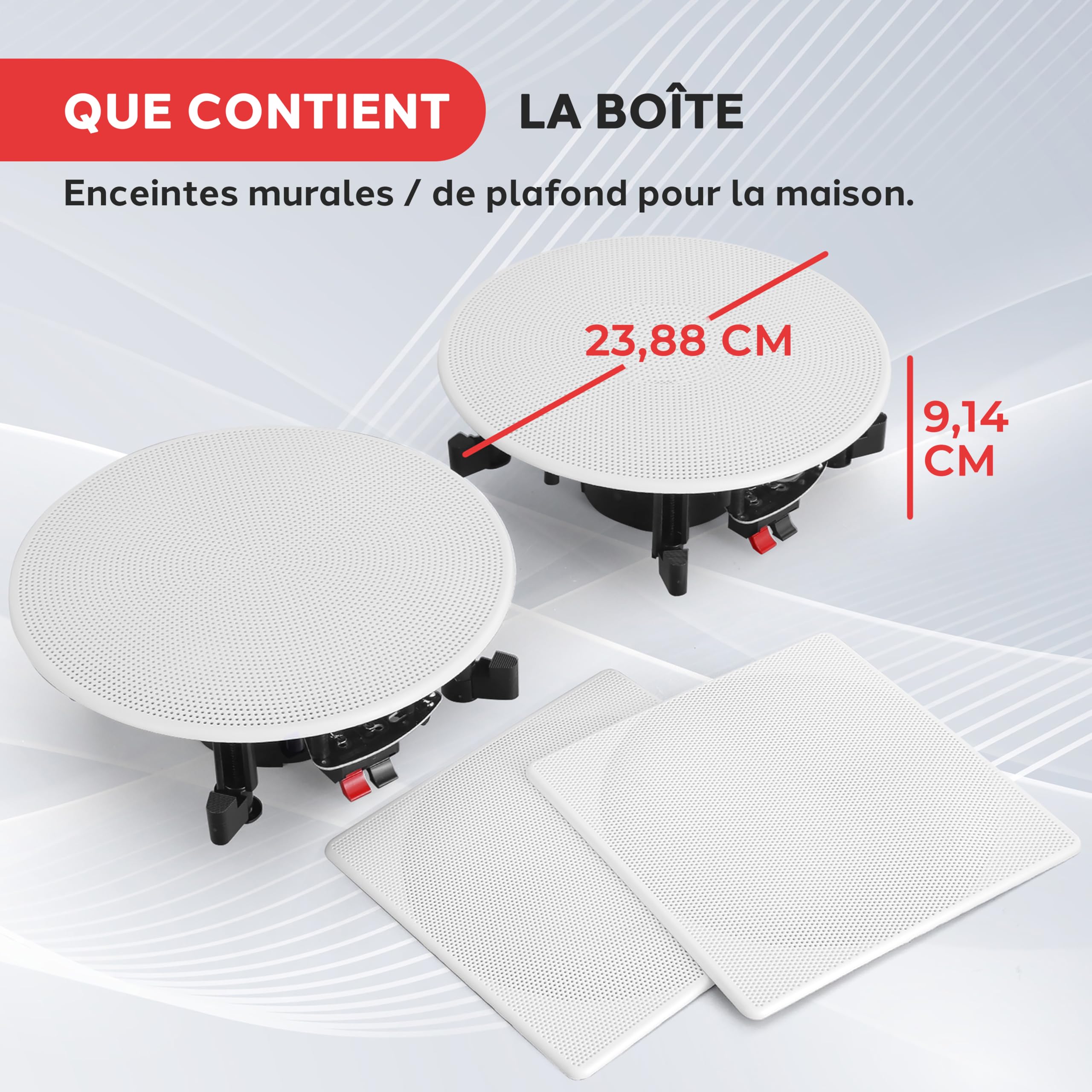 Pyle Enceinte Plafond Murale 20,3 cm Paire Stéréo 2 Voies Gamme Complète Encastrable