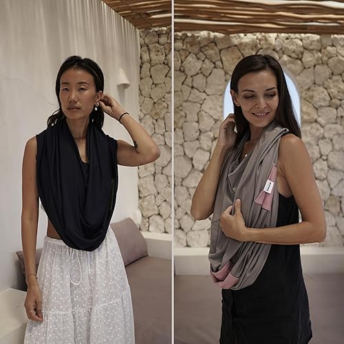 Miniatura 2 de Funda de lactancia de bambú prémium para lactancia materna 6 en 1 con 2 bolsillos, privacidad 360, cubierta de alimentación, chal de lactancia suave