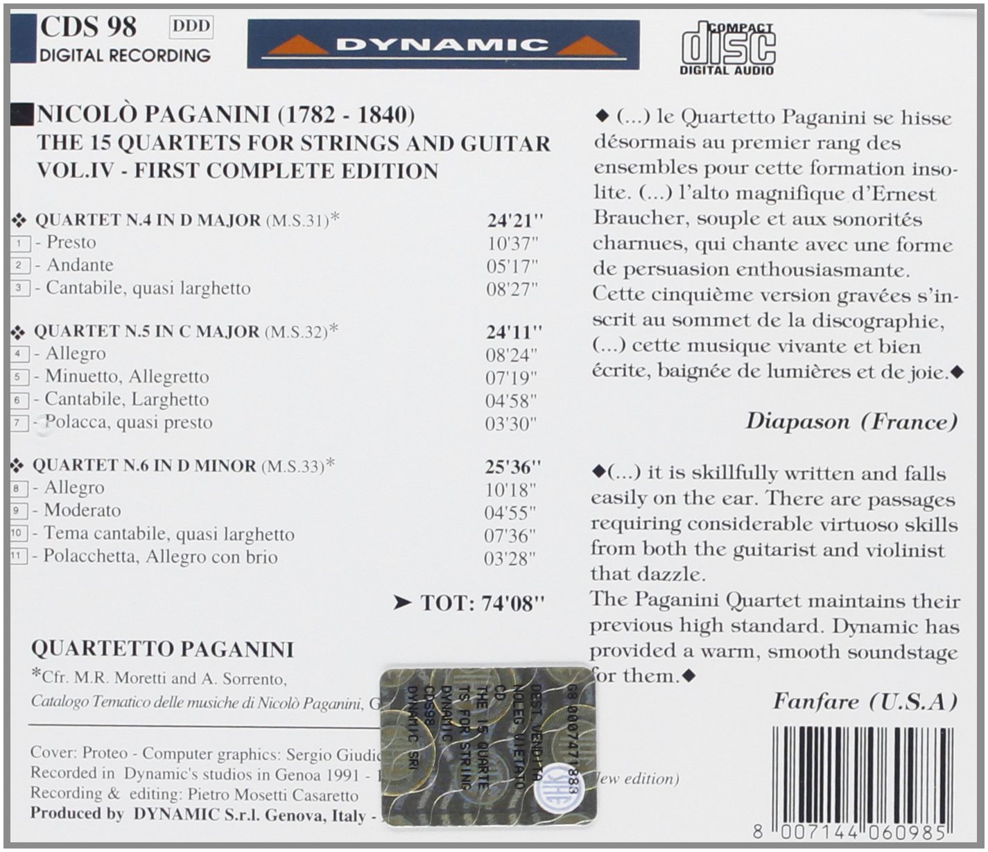15 Quartets For Strings & Guitar