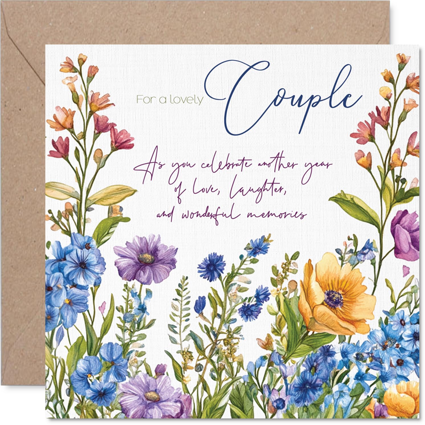 Couple Anniversary Card, Floral Garden Flowers