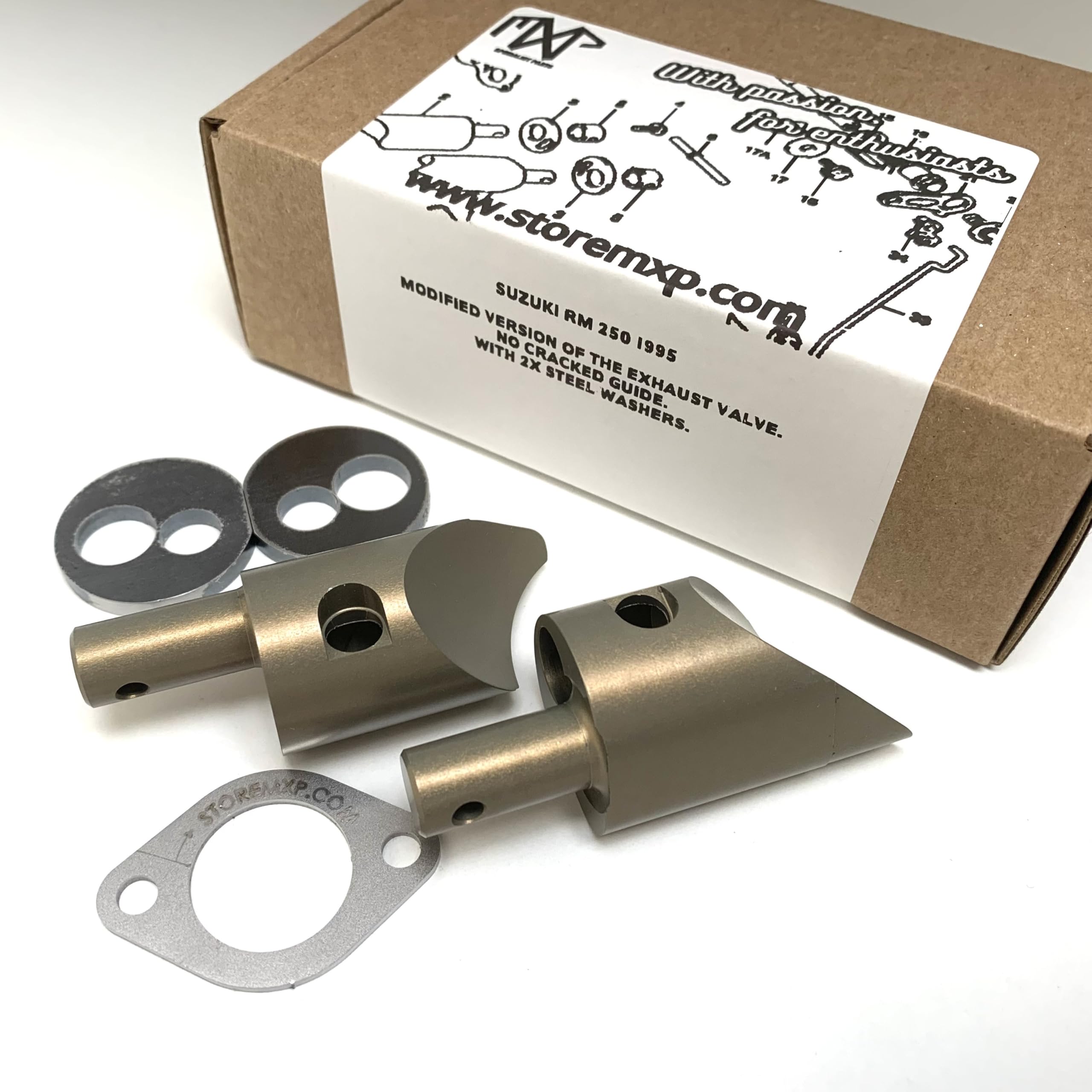 MX-Products Suzuki RM 250 1995 Juego de Valvulas de Escape Valvula de Potencia, Guia, Cuchillas, Valvulas de Cilindro Suzuki, Kit de Montaje de Valvulas