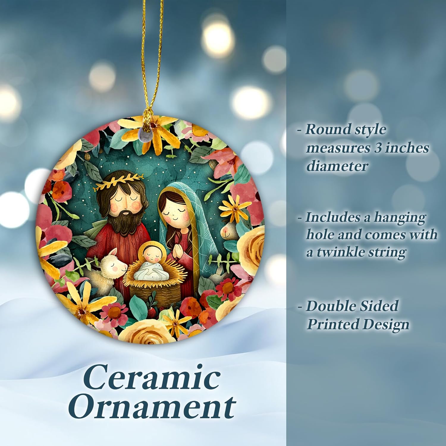 Nativity Scene Ornaments 2025 - O Holy Night Ornament, Baby Jesus Ornaments for Christmas Tree - Religious Christmas Ornament Featuring Mary, Joseph & Baby Jesus, Christian Faith Ornament - Image 5