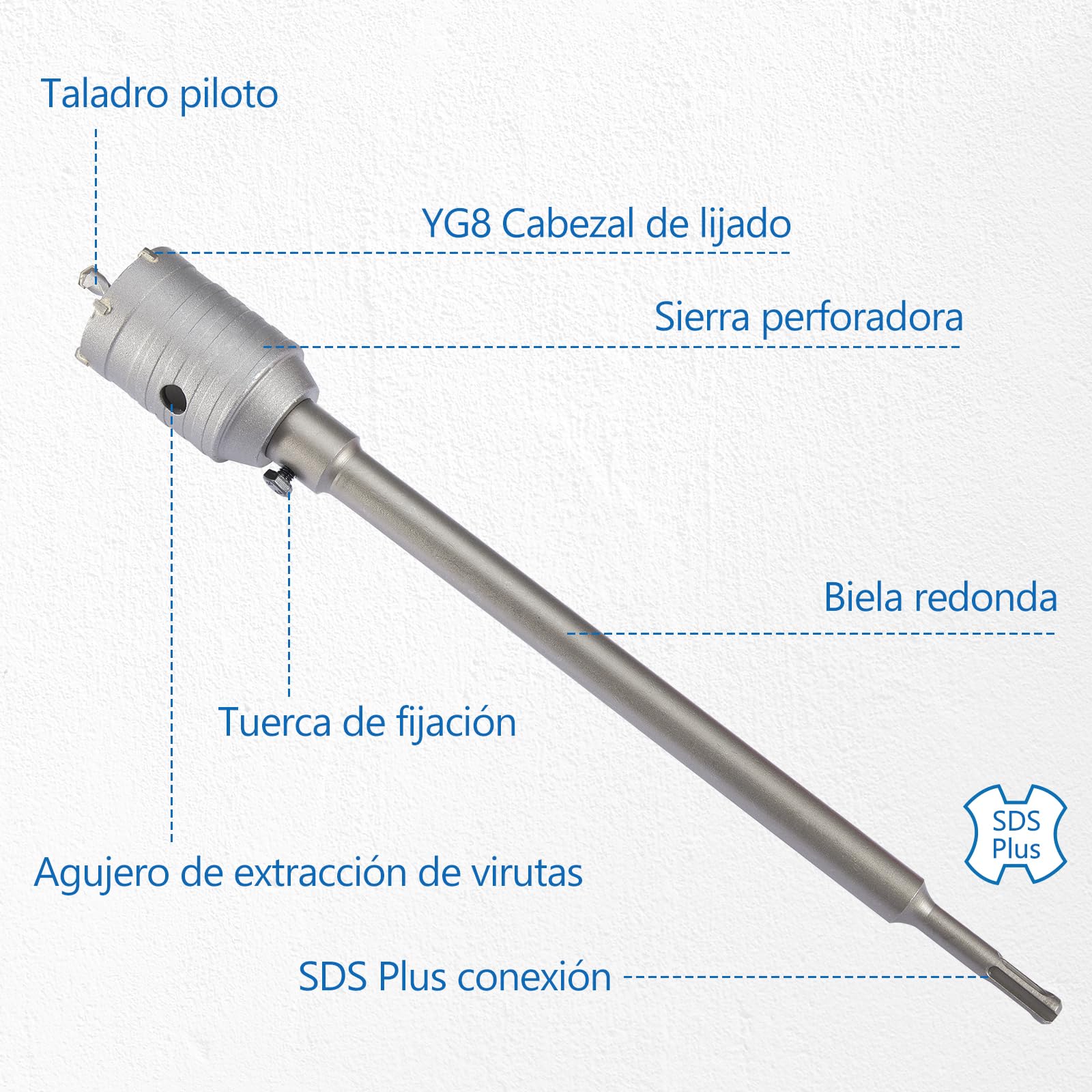 Brocas Hormigón Corona Taladro 68mm 50mm 40mm 30mm Sierra Perforadora SDS Plus 330mm