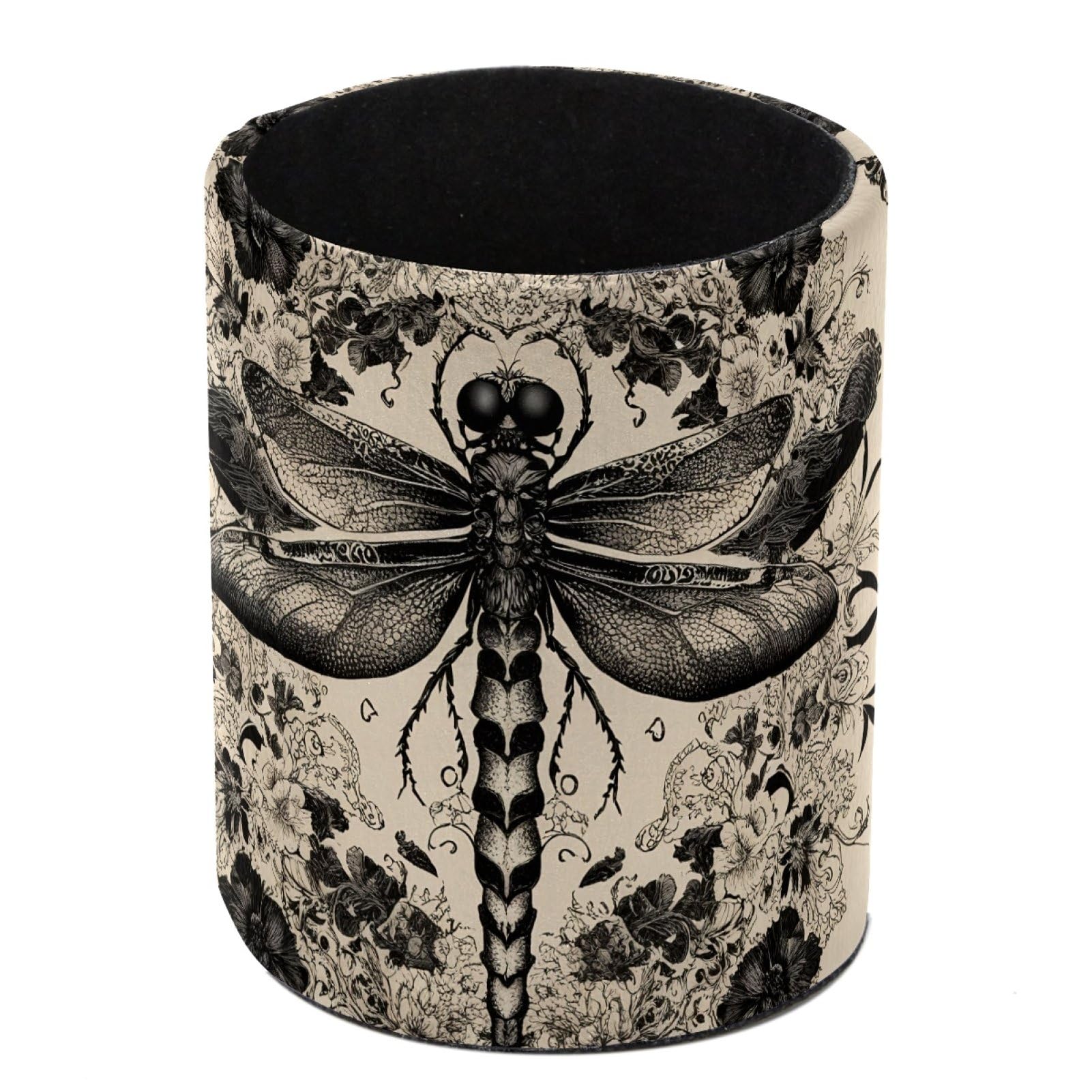 FWJZDSP Dragonfly PU Leather Pencil Organizer, Makeup Brush Holder, Office Decor and Desk Accessories Durable