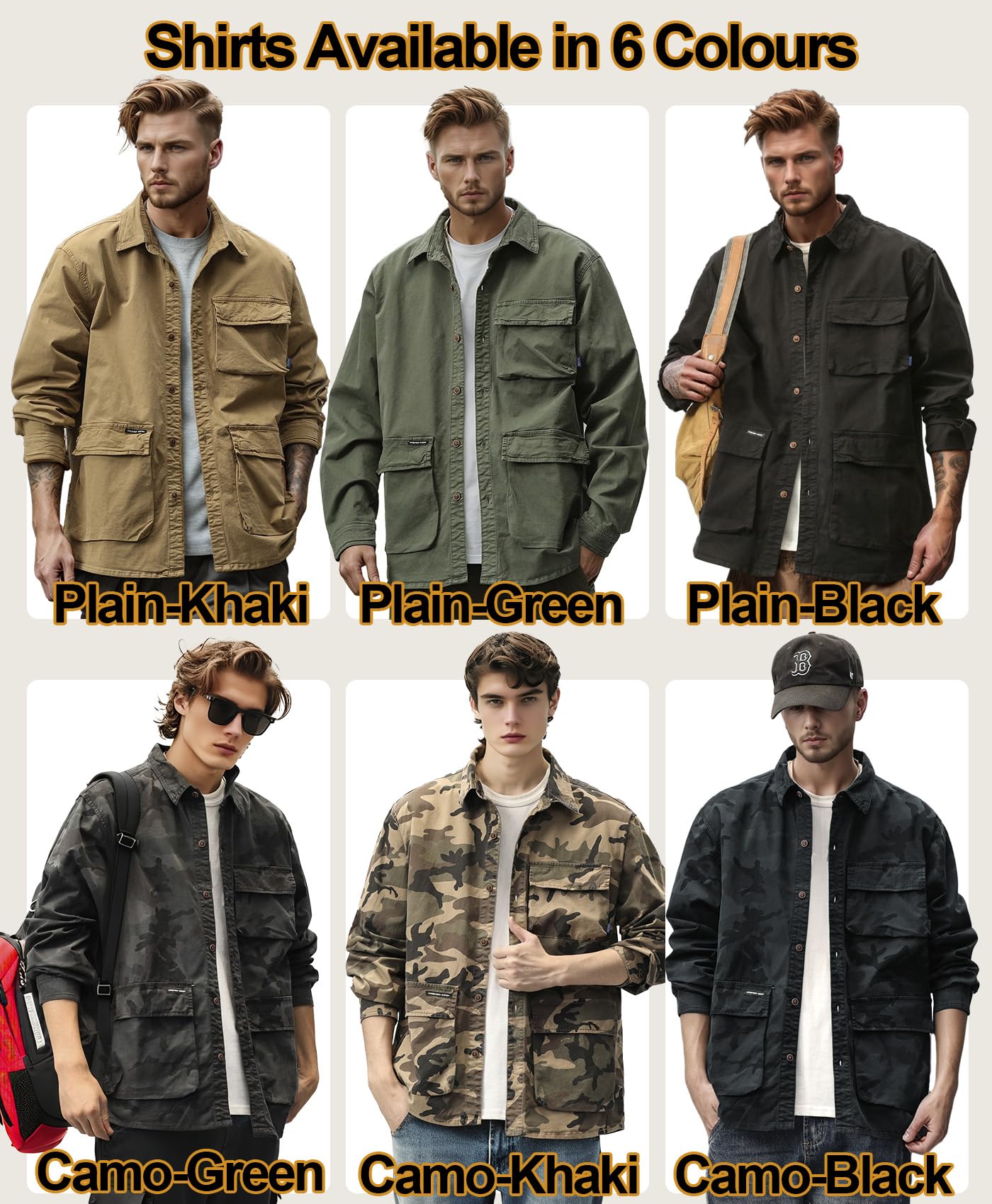 Harbrosrce Vintage Camisa Manga Larga para Hombre Informales Grueso Algodón Camuflaje Shirt Chaqueta Militar Camisa Casual de Trabajador con Botónes Top con Bolsillo
