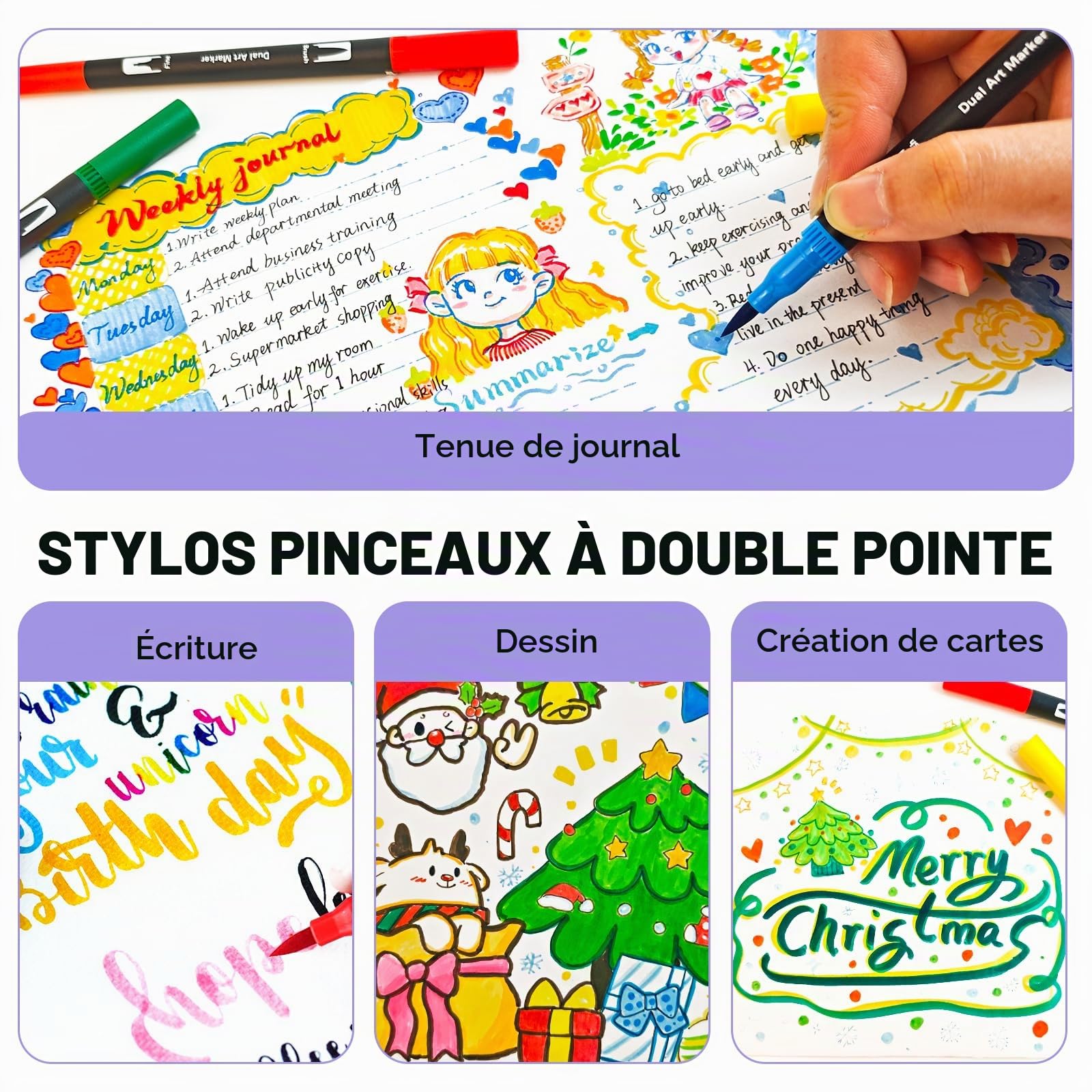 Artecho 168 marqueurs à double pointe pour livres de coloriage pour adultes avec sac