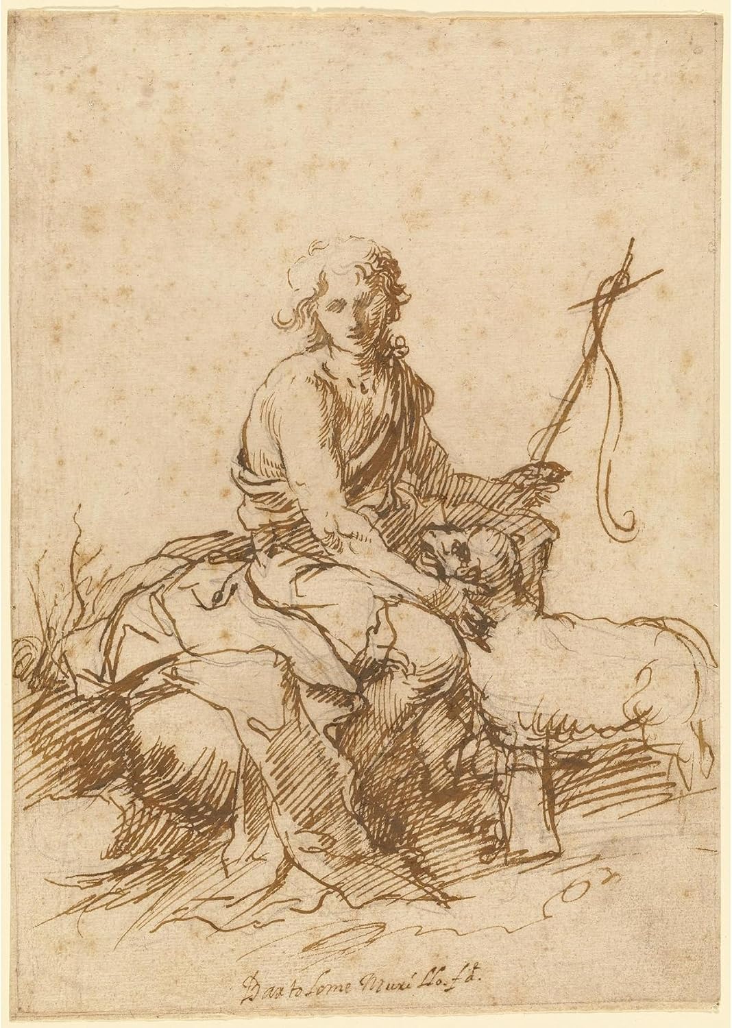 ArtDirect The Youthful Saint John the Baptist Seated in a Landscape (1655) Unframed Art Print Giclee Poster by Bartolomé Estebán Murillo - Ready for Framing with Customization Sizes 7x10, 10x14, 14x20, 24x34, 34x48 and 43x60 inches
