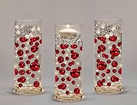 Vista 10 de 75 perlas de oro rosa "flotantes", sin agujeros, decoraciones de jarrón de varios tamaños jumbo/surtidos, llena 1 galón de geles transparentes