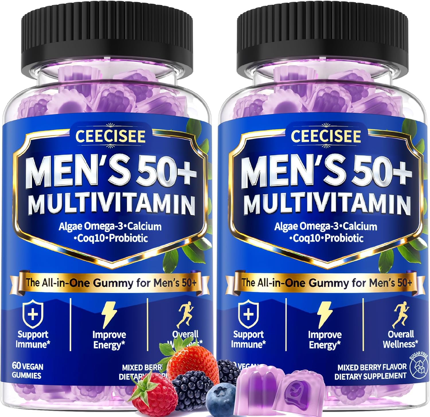 Methylated Multivitamin for Men Over 50: Daily Mens Multivitamins Gummies with Omega Probiotic Magnesium Zinc Vitamins D3 B12 - Energy Immune Support No Iron Vitamins Gummy for Men(120Count)