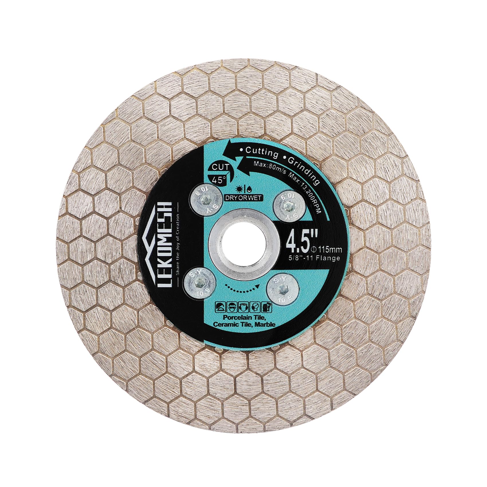4.5 Inch/115MM Diamond Cutting Disc - Tile Saw Blade Cutting Wheel Double-Sided Diamond Discs for Cutting Grinding Porcelain Ceramic Tile Marble Granite,5/8"-11 Thread
