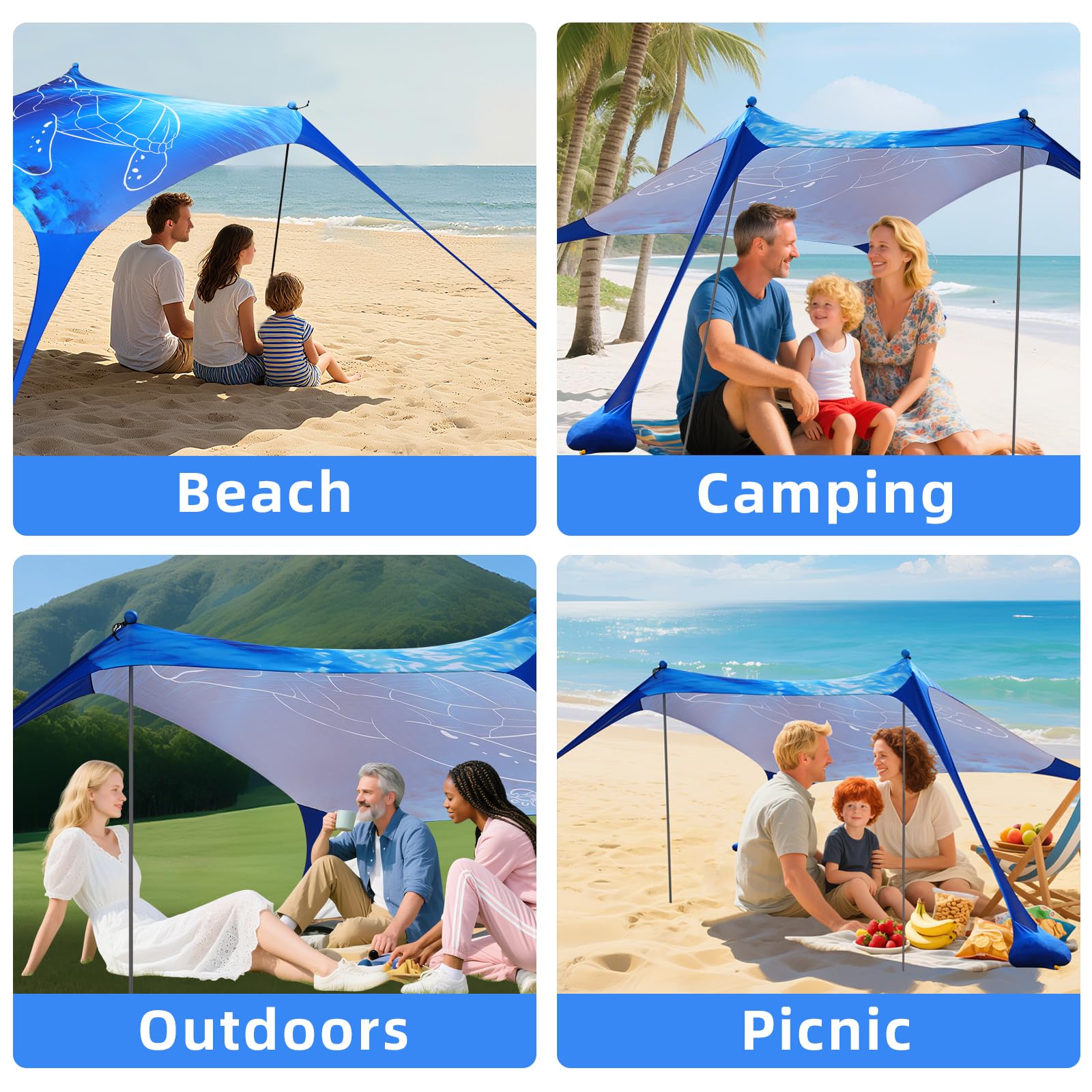Tente de Plage Pop Up 160 x 200 cm, Impression 3D, Petite Protection Solaire, UPF50, Lycra, tentes d'extérieur, Plage, Camping,avec Barres de stabilité Tortue de mer