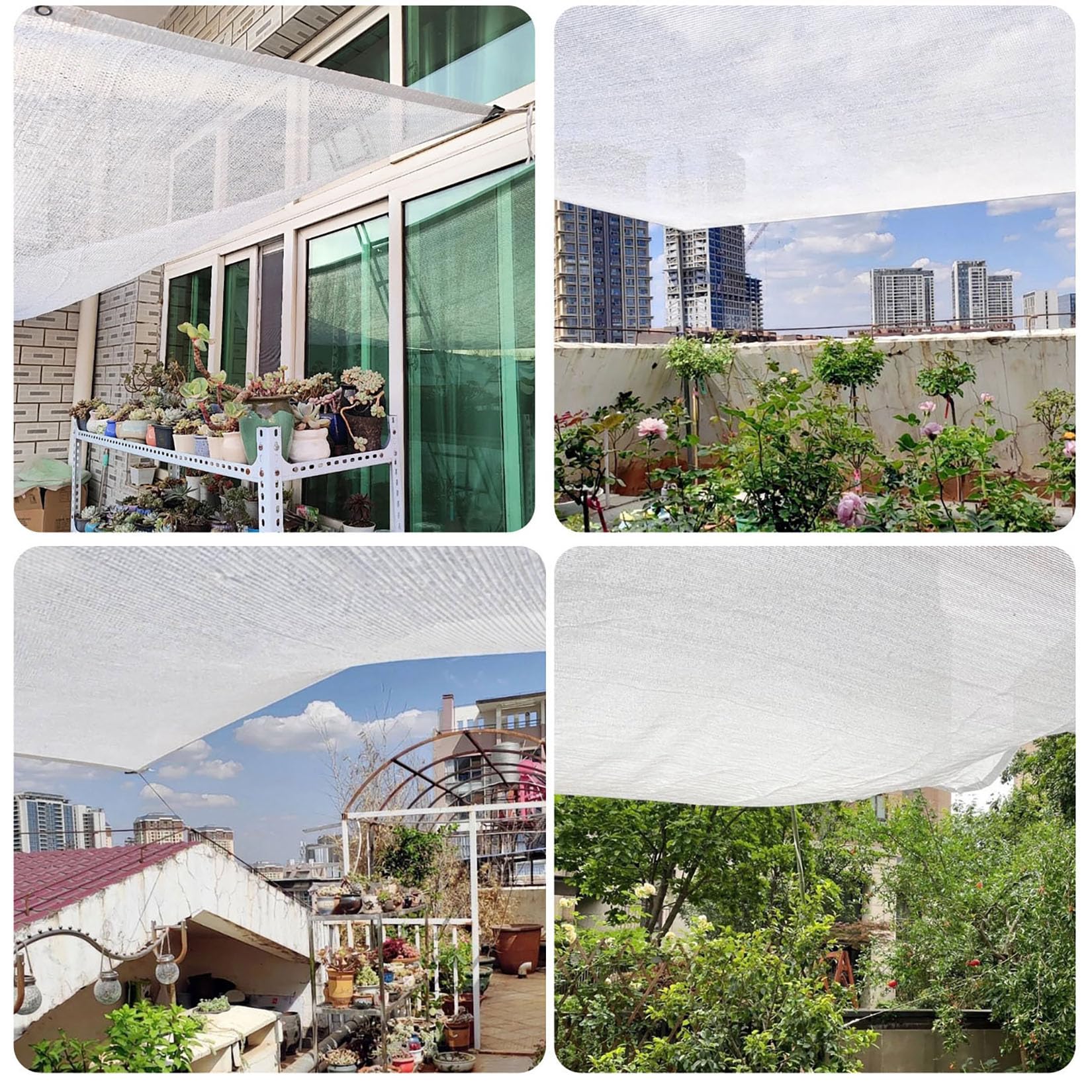 2X10m Sonnenschutznetz Weißes Schattierungsnetz mit Ösen 90% Verdunkelung UV-Schutz | Luftdurchlässiges Sonnensegel für Gewächshaus Terrasse Balkon Garten | Windschutz Beschattungsnetz