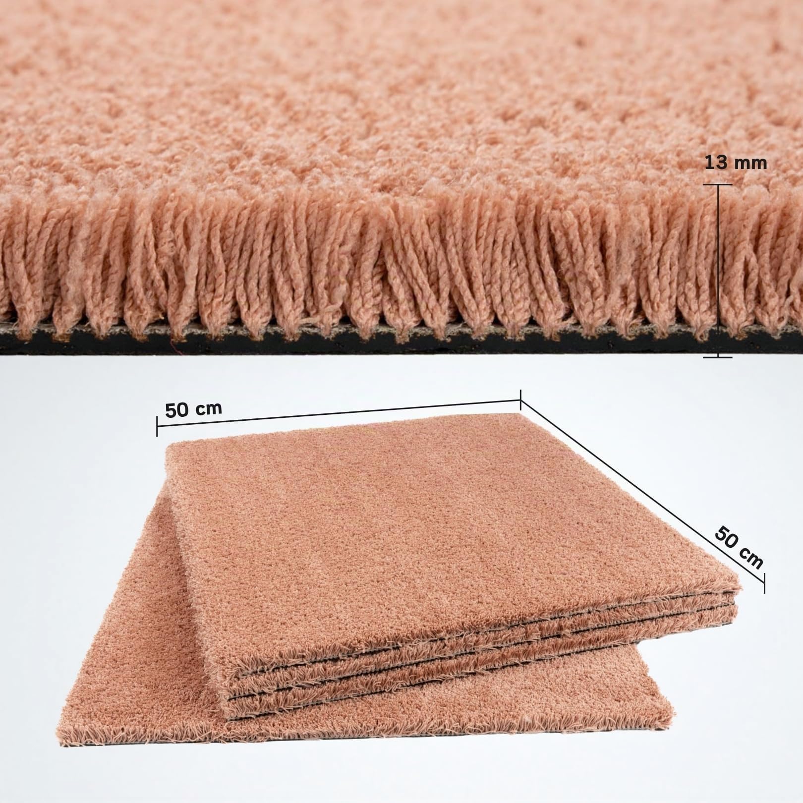 Teppichfliesen selbstliegend 50x50 cm Teppichboden Hochflor Velours