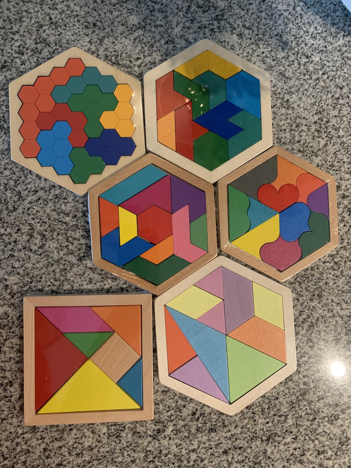 Amazon.com: YUQILIN 6 PCS Wooden Tangrams Puzzles for Kids, Wooden ...