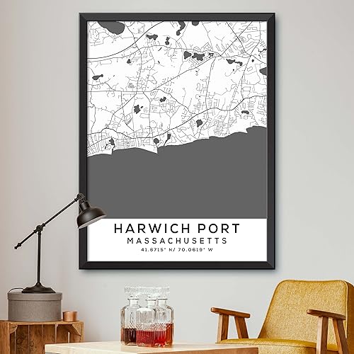 Mapa de Harwich Port, Massachusetts, Light 2 (16x20)