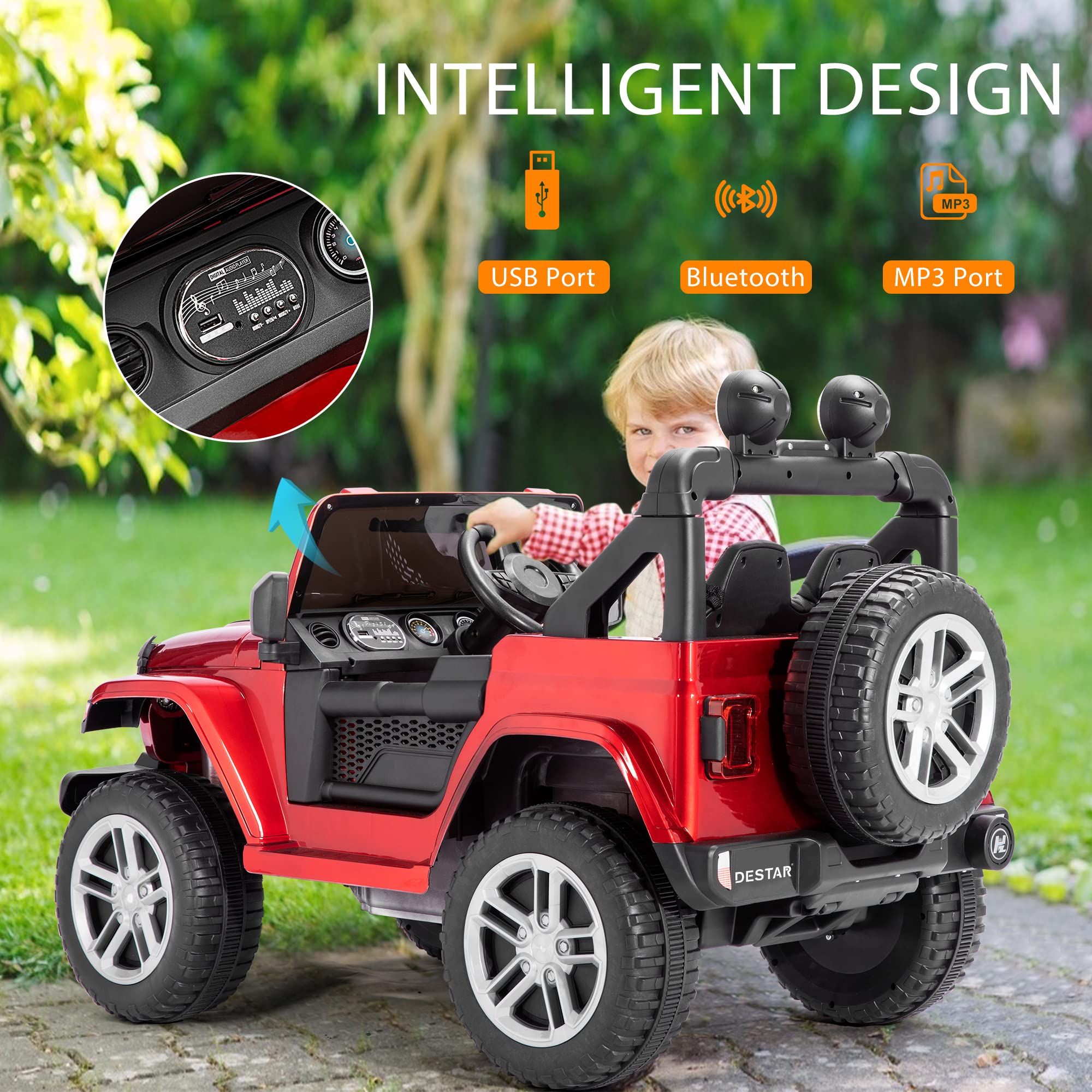 DEStar 12V Rideon Truck with Parental Remote Control, Battery Powered
