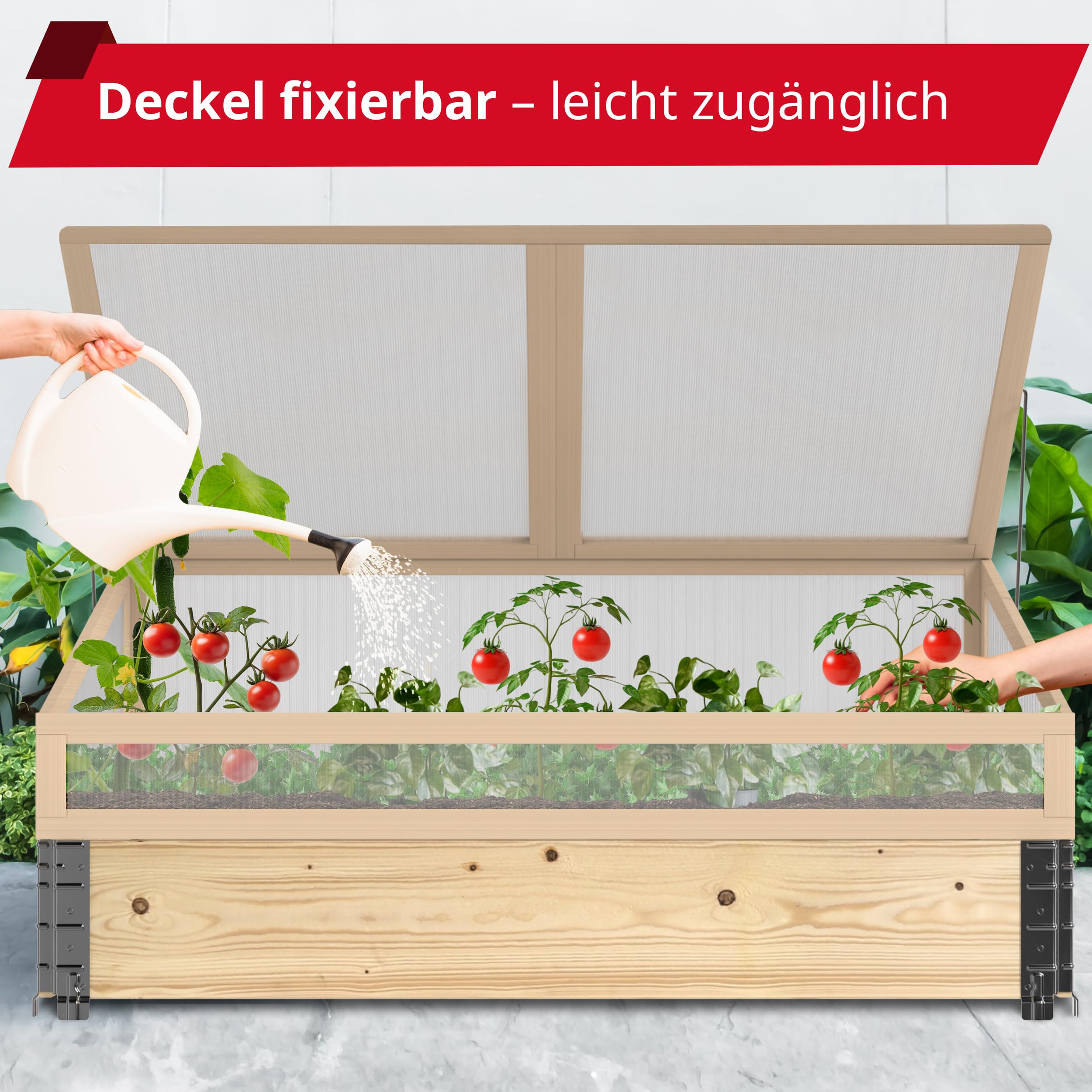 Schroth Home Frühbeet, Frühbeetaufsatz, Frühbeetkasten, Anzuchtkasten für Hochbeet, Blumenkasten, Anzucht Gewächshaus, Hochbeet Abdeckung, Pflanzkasten Minigewächshaus – 120 x 80 x 40 cm