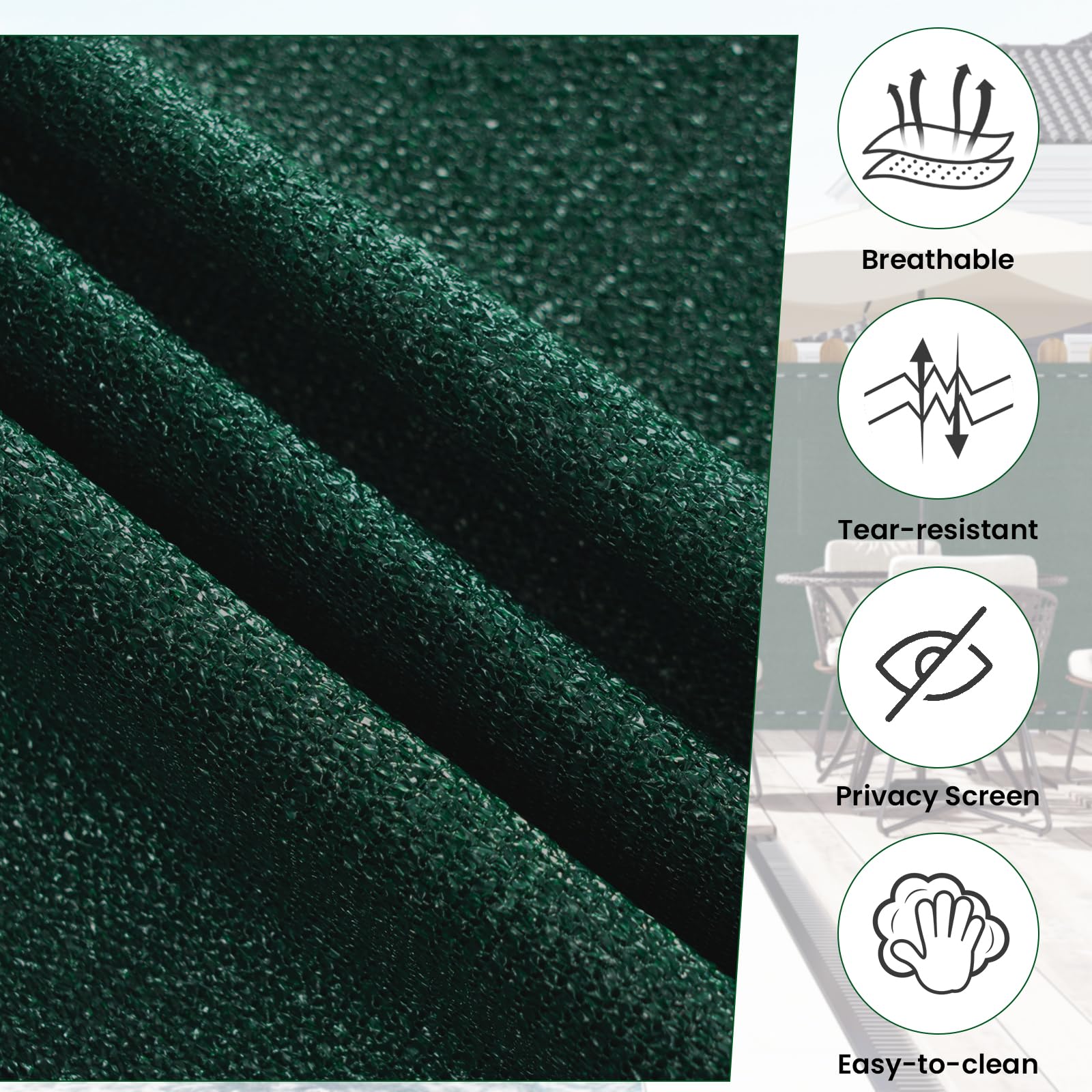 WOLTU Rete Ombreggiante 1,2x25 m, Frangivista per Recinzione Giardino, Telo Frangivento da Esterno, con Occhielli e Fascette, Resistente alle Intemperie, per Balcone, in HDPE 180g/m², Verde