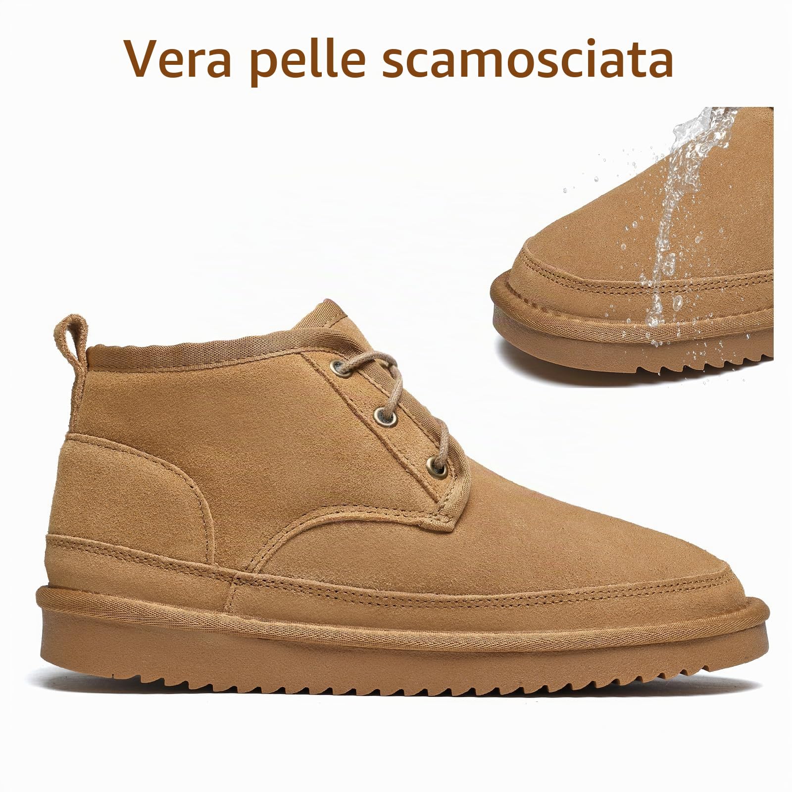 Meik Mangni Stivali da Neve Donna Stivaletti Invernali Uomo Comodi Scarpe con Calda Foderati Antiscivolo Scarponi Neve Classici Snow Boots Esterno Marrone 37EU