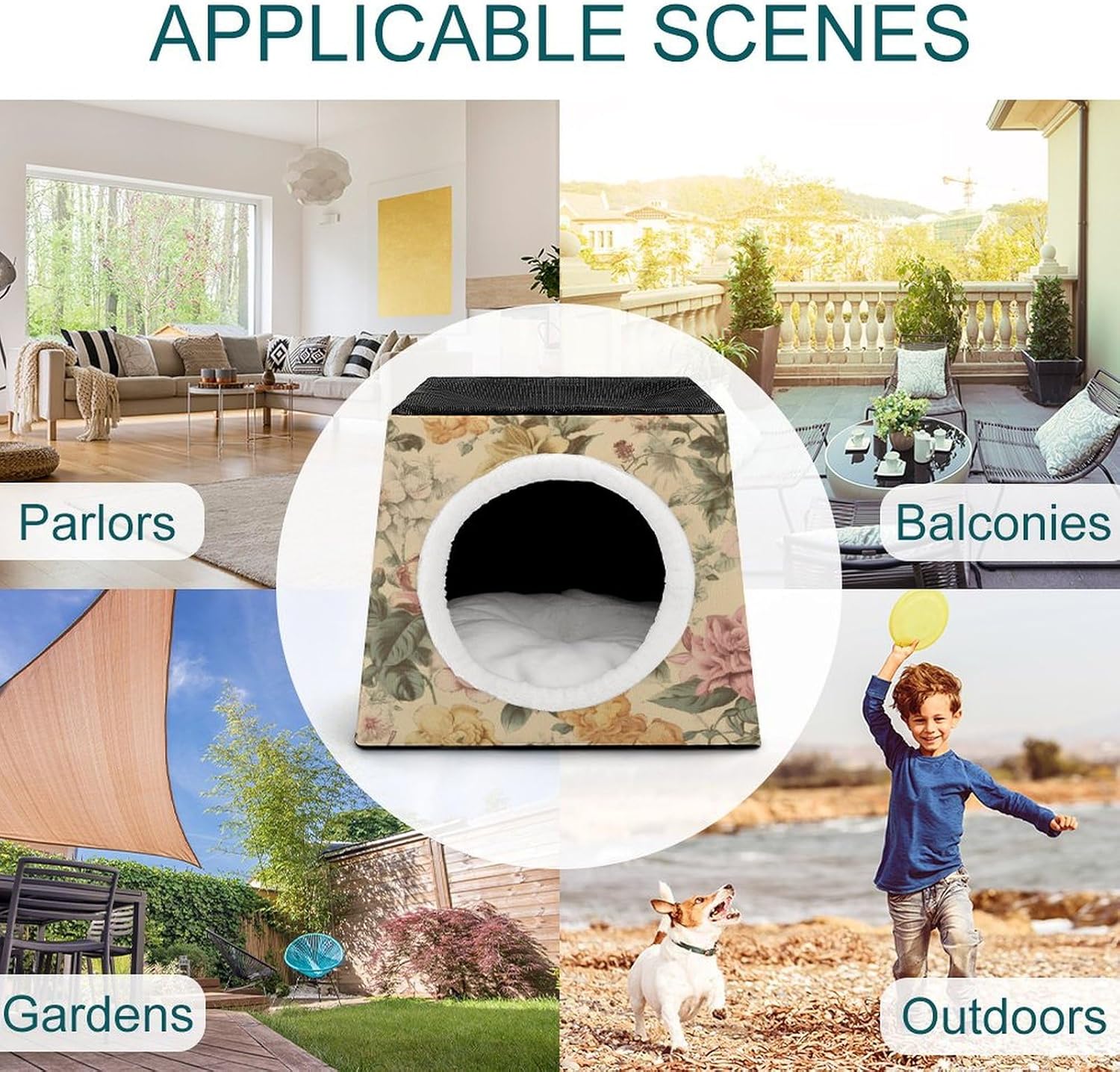 Pet Sleeping Nest Bed, Blooming Flowers Printed Dog House Cat Nest, Winter Pet House are Suitable for Most Cats, Dogs, and Other Small Pets