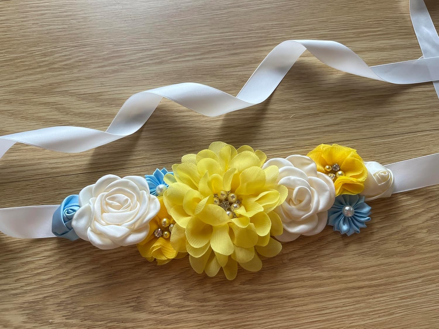 Baby Shower Sash for Mom Flower Maternity Sash Pregnancy Belt for Gender Reveal image 4