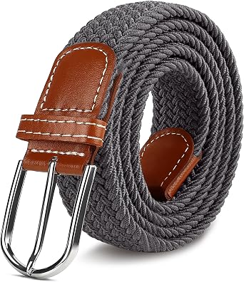 Mens Golf Belt, Braided Stretch Woven No-Hole Belt, W1.3