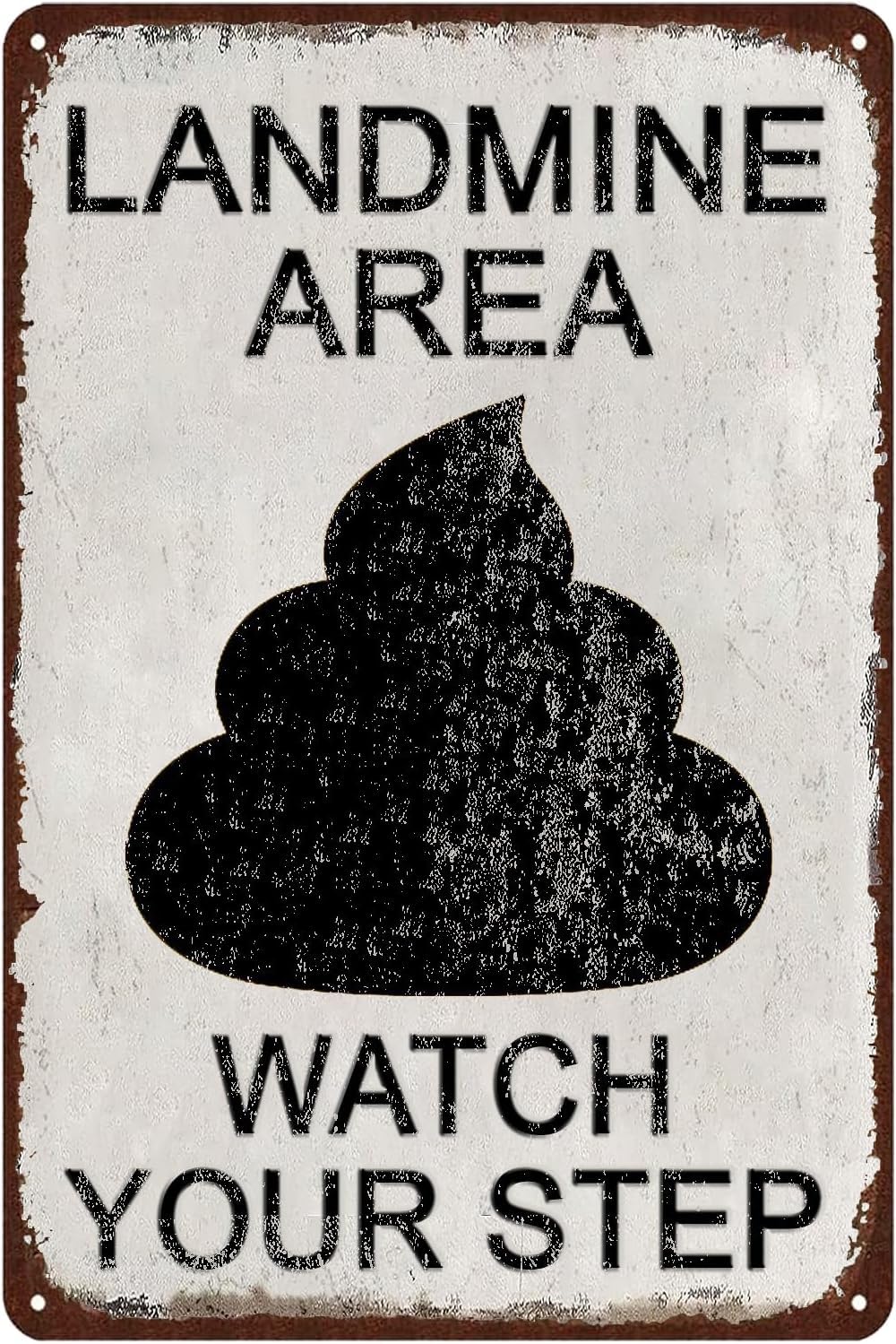 Anceky Warning Sign Landmine Area Watch Your Step Vintage Tin Sign Retro Metal Signs, Home Bar Cafe Man Cave Wall Decor 12x16 Inch