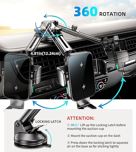 Miniatura 5 de Soporte de teléfono de coche de doble bobina de 15 W (no es fácil de desconectar) cargador inalámbrico de coche - Sujeción automática - Soportes de