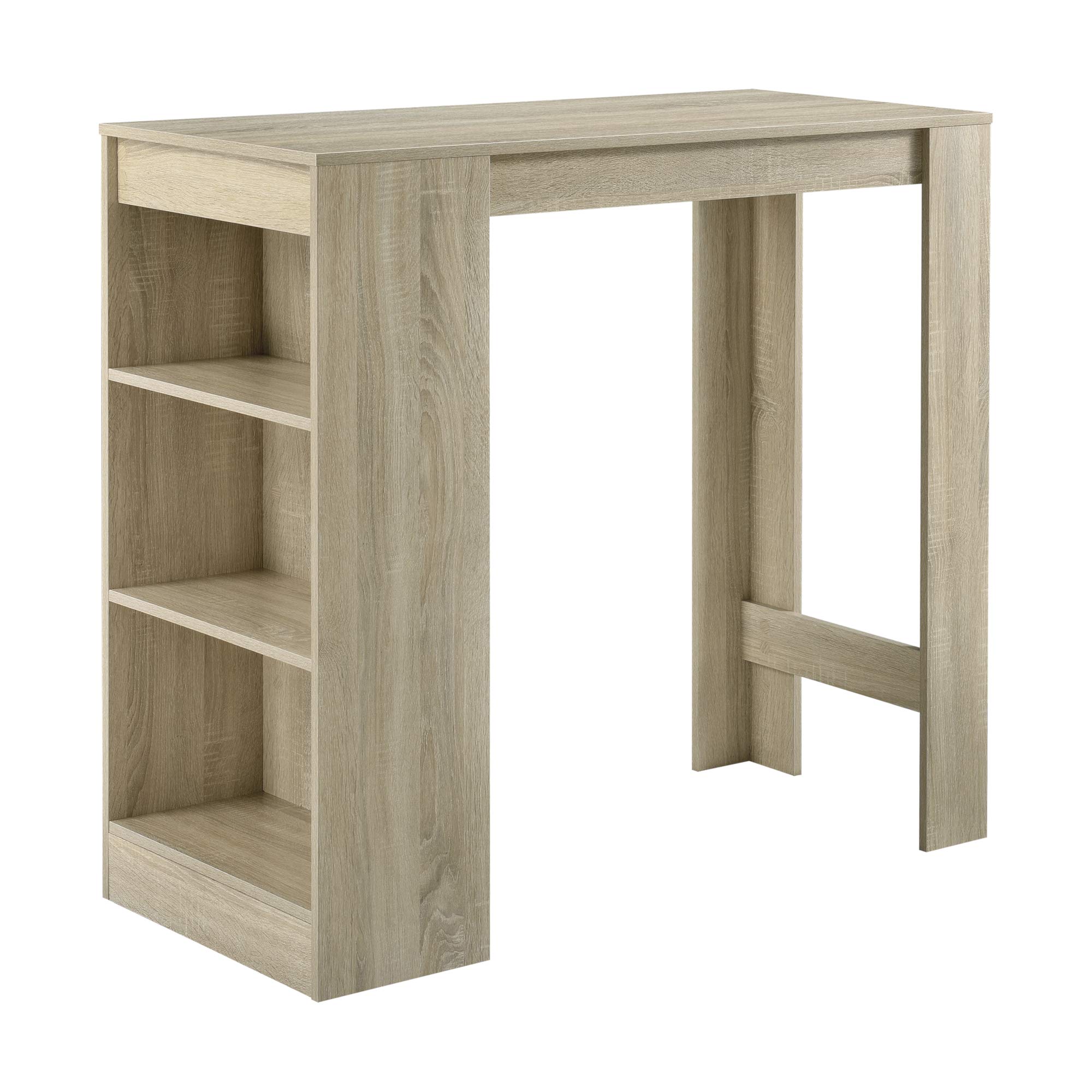 [en.casa] Bartisch Kouvola Bistrotisch Esstisch 110 x 50 x 103 cm Küchentisch Küchentheke mit 3 Fächern Stehtisch Bartheke für Esszimmer Wohnzimmer Küche Eicheoptik