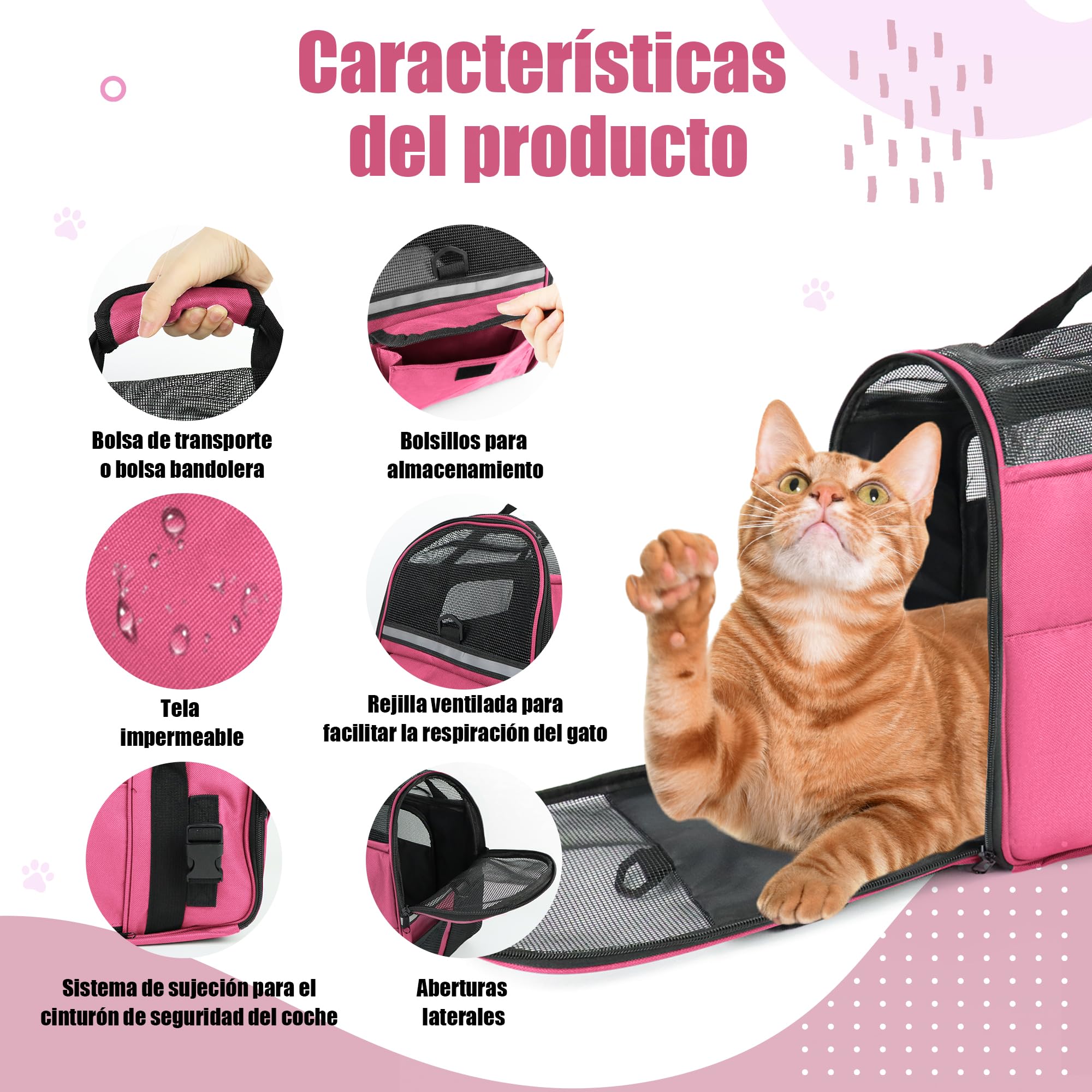 Zavothy Cat Dog Transport Bag, Breathable and Foldable Cat Box Carrier with Adjustable Shoulder Strap - Image 3