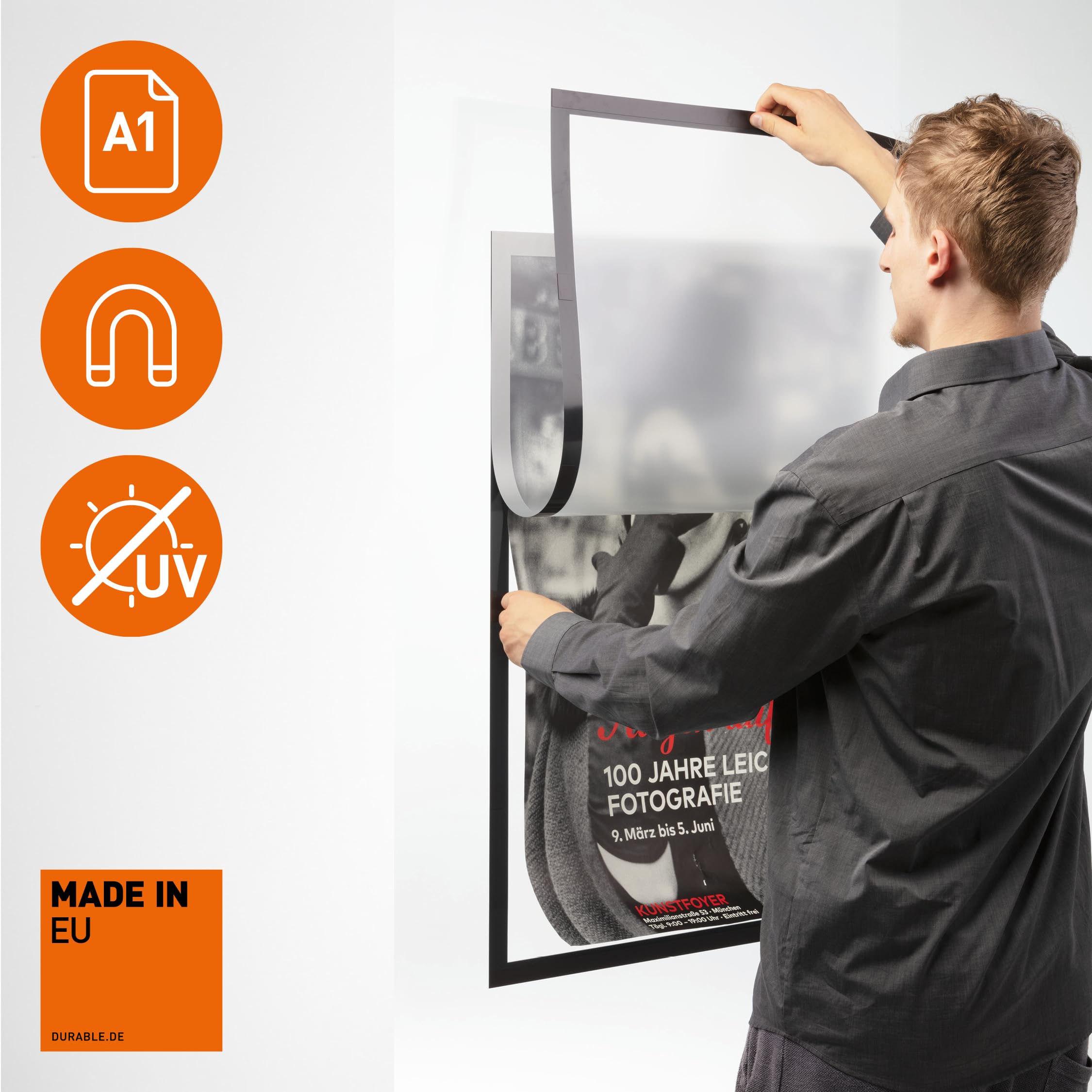 Duraframe Poster Frame A1, Marco Autoadhesivo Resistente UV, Plata