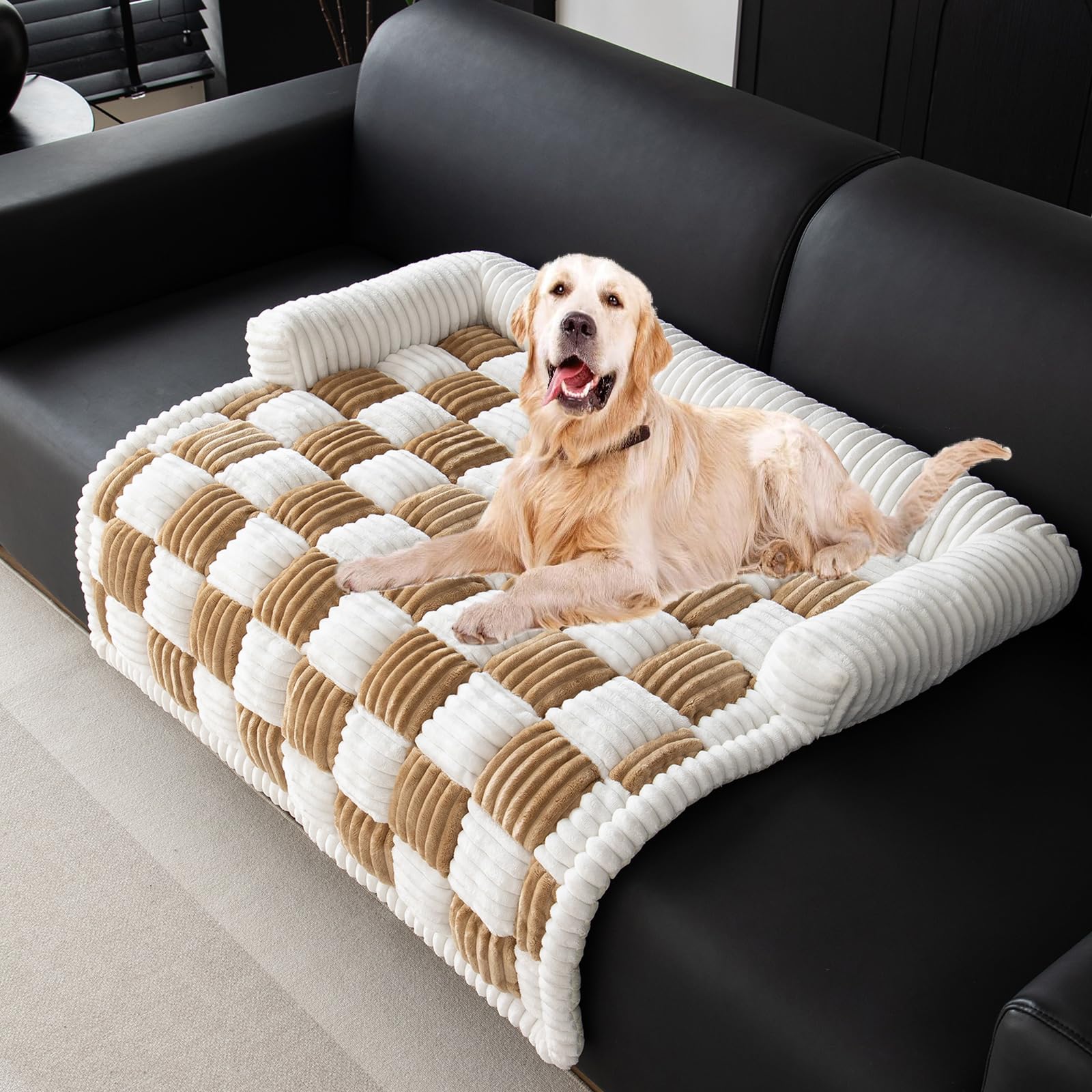 OKYUK Letto per Cani, Super Confortevole Cestino per Cani, Divano per Cani, Copridivano, Lavabile a Mano, Antiscivolo, Adatto per Cani (Marrone chiaro, L 75 x P 75 x H 13 cm)