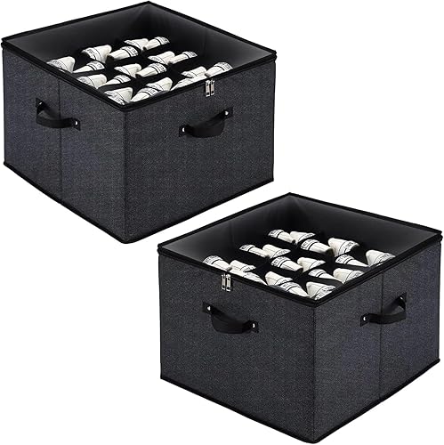 Mayniu Paquete de 2 organizadores de zapatos, se adapta a 32 pares, cajas grandes de almacenamiento de zapatos con asas reforzadas, organizador de